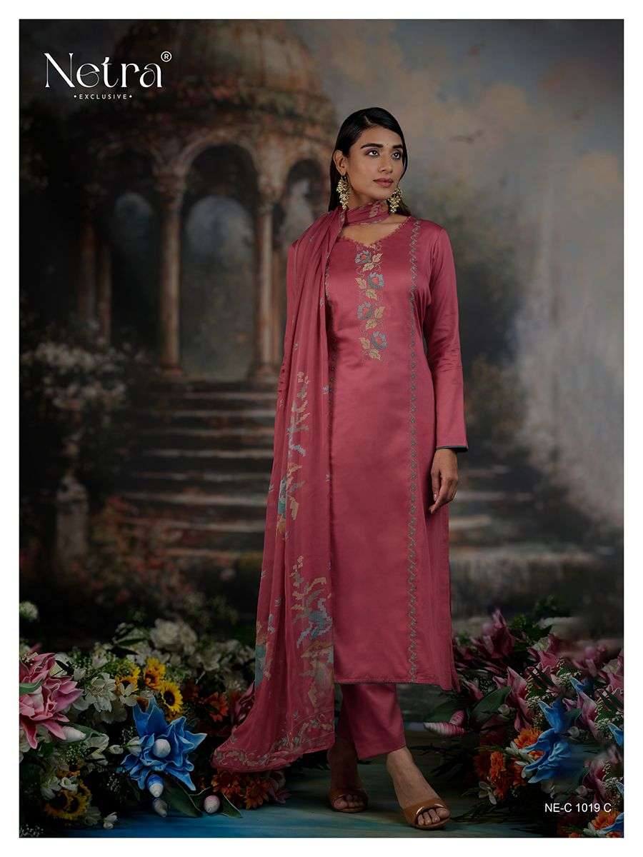 netra jamie 1019 colour series party wear premium cotton silk solid unstich salwar kameez online best catalogue rate surat