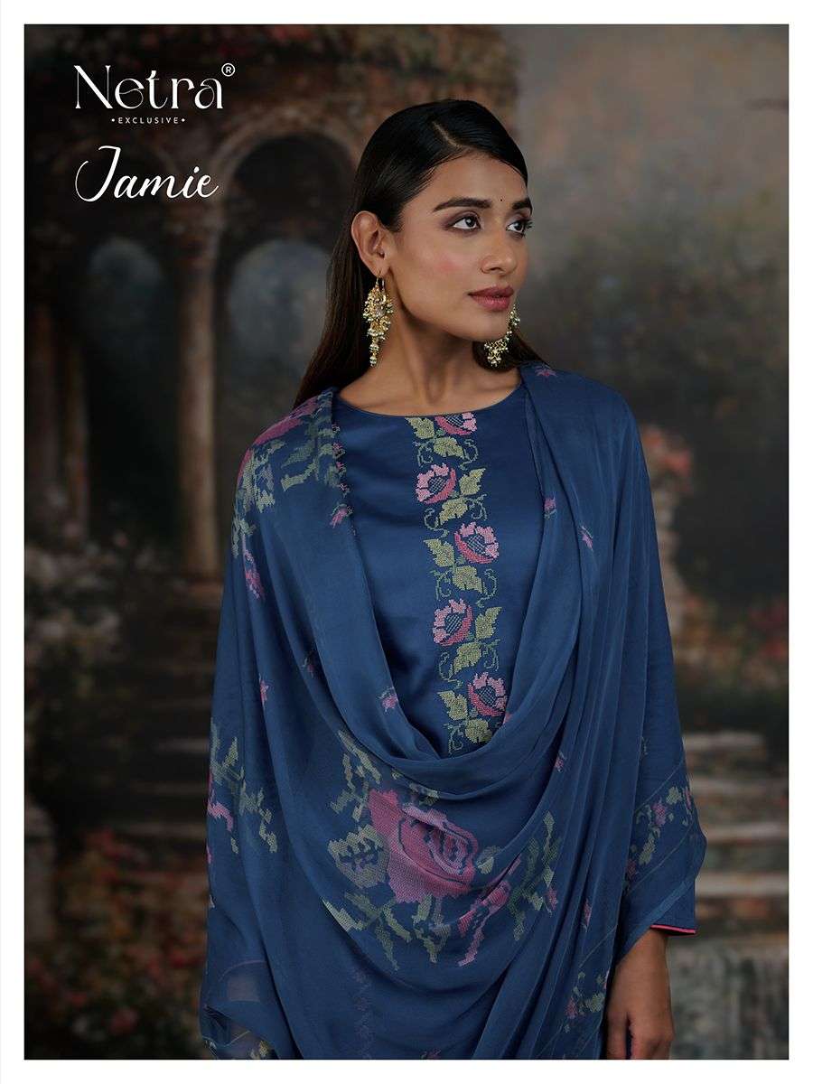 netra jamie 1019 colour series party wear premium cotton silk solid unstich salwar kameez online best catalogue rate surat