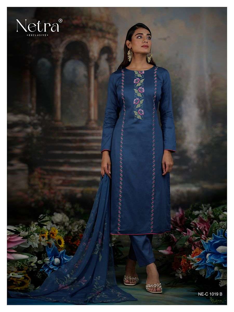netra jamie 1019 colour series party wear premium cotton silk solid unstich salwar kameez online best catalogue rate surat