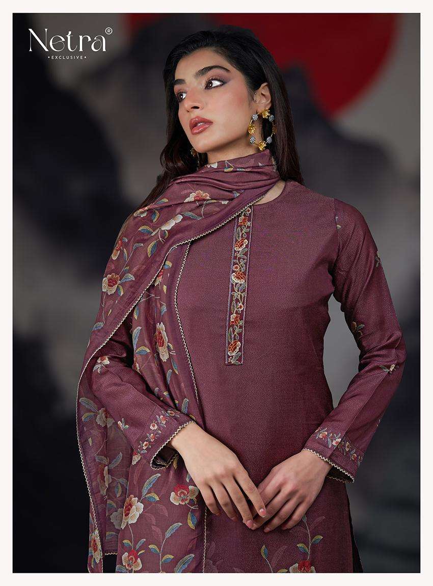 netra kangna 1029 colour series premium silk jacquard hand work embroidered unstich salwar kameez buy online shopping surat