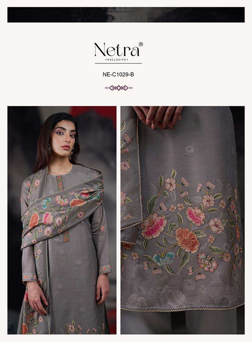 netra kangna 1029 colour series premium silk jacquard hand work embroidered unstich salwar kameez buy online shopping surat