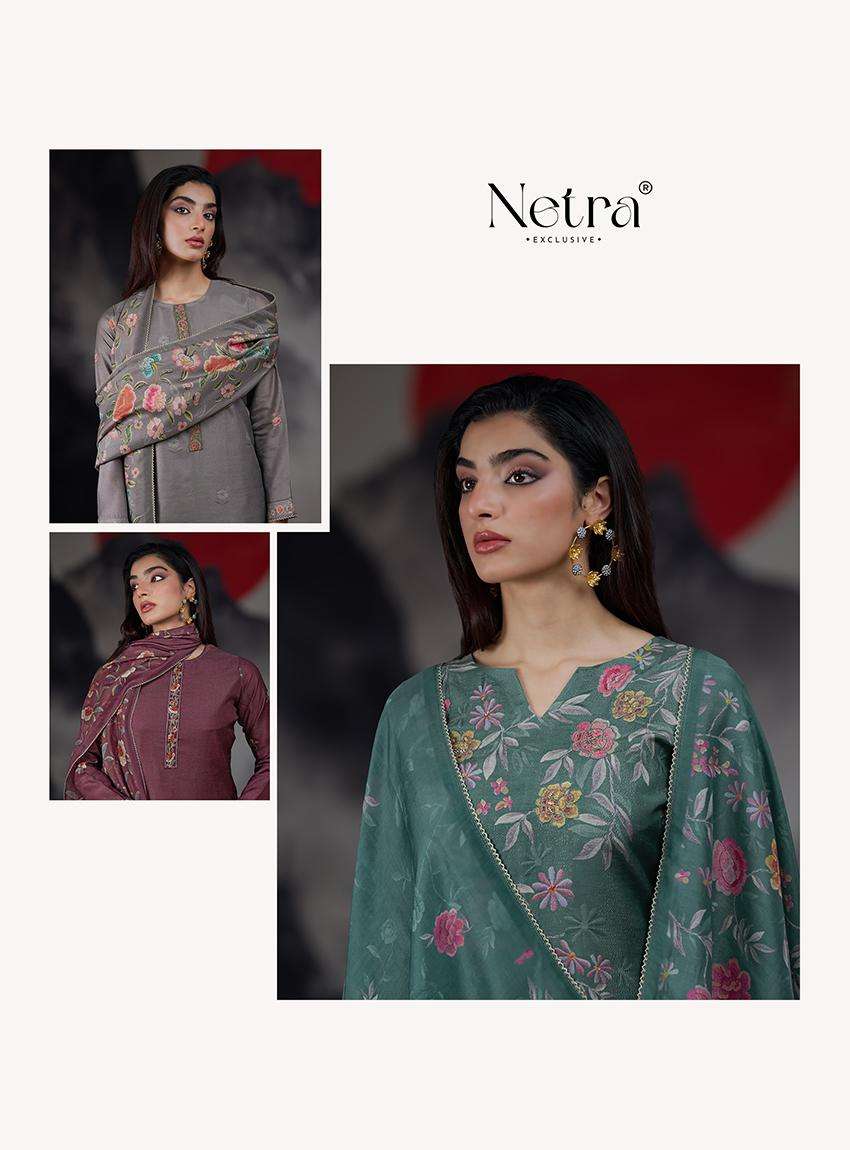 netra kangna 1029 colour series premium silk jacquard hand work embroidered unstich salwar kameez buy online shopping surat