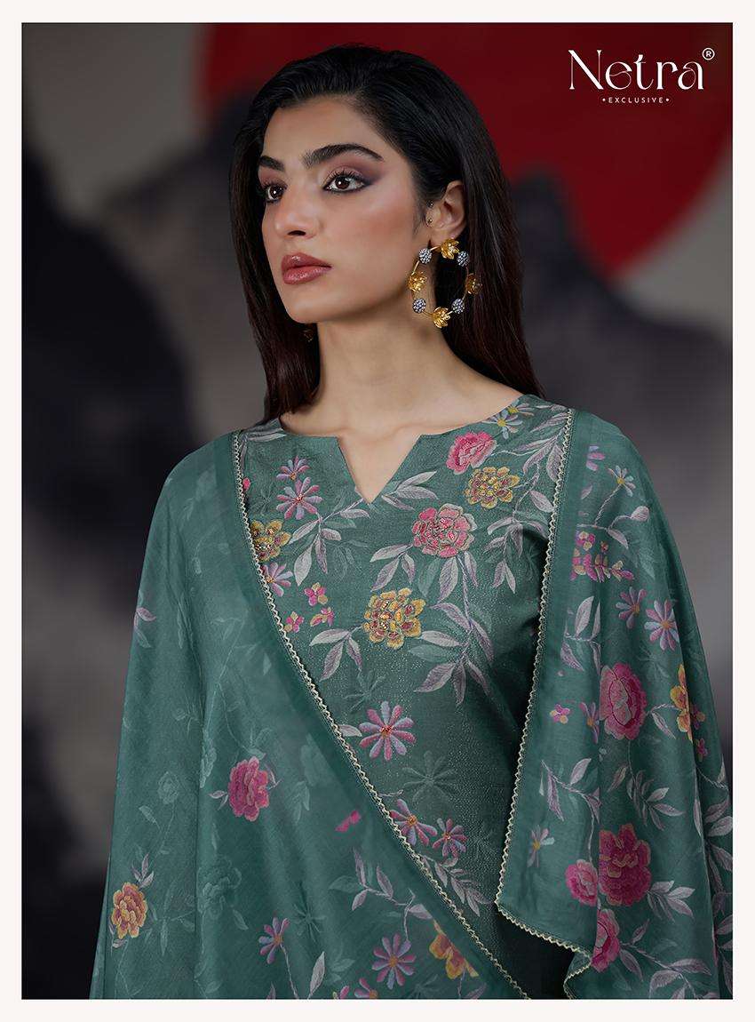 netra kangna 1029 colour series premium silk jacquard hand work embroidered unstich salwar kameez buy online shopping surat