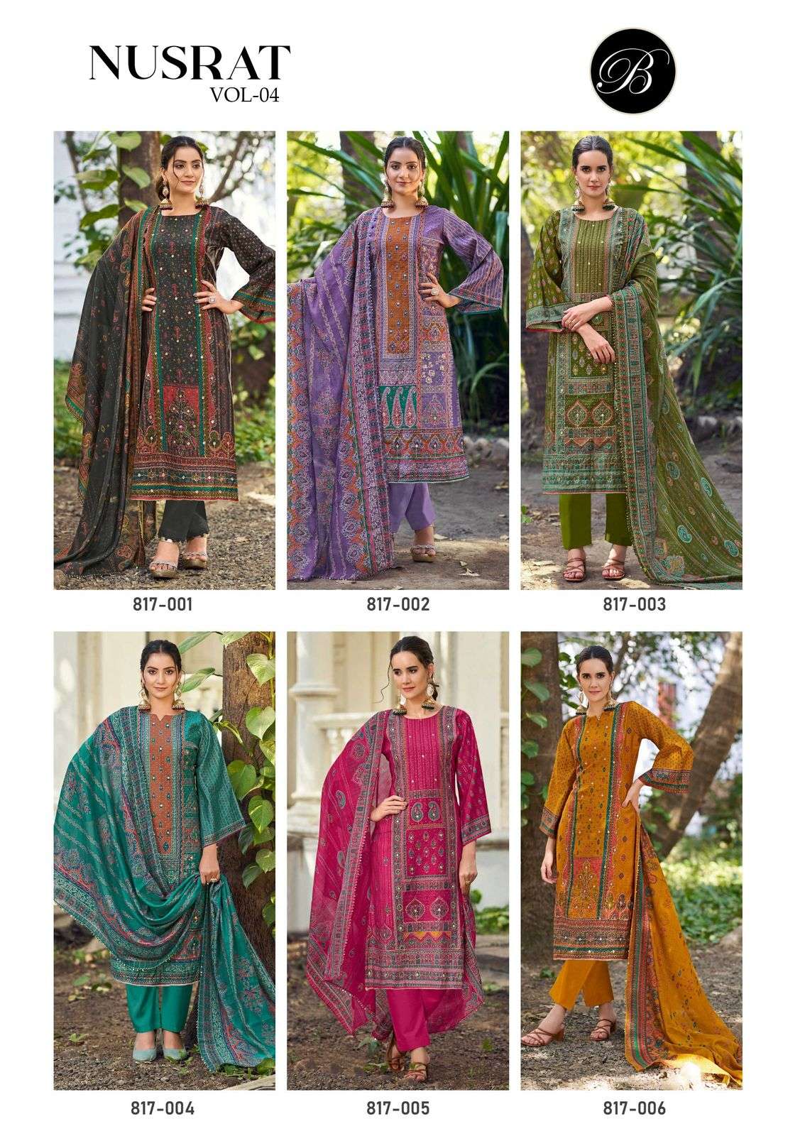 nusarat vol 4 by belliza colors heavy handwork unstitched Occasion wear salwar kameez best online price surat