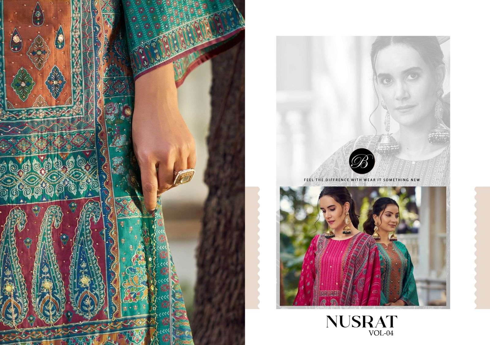 nusarat vol 4 by belliza colors heavy handwork unstitched Occasion wear salwar kameez best online price surat