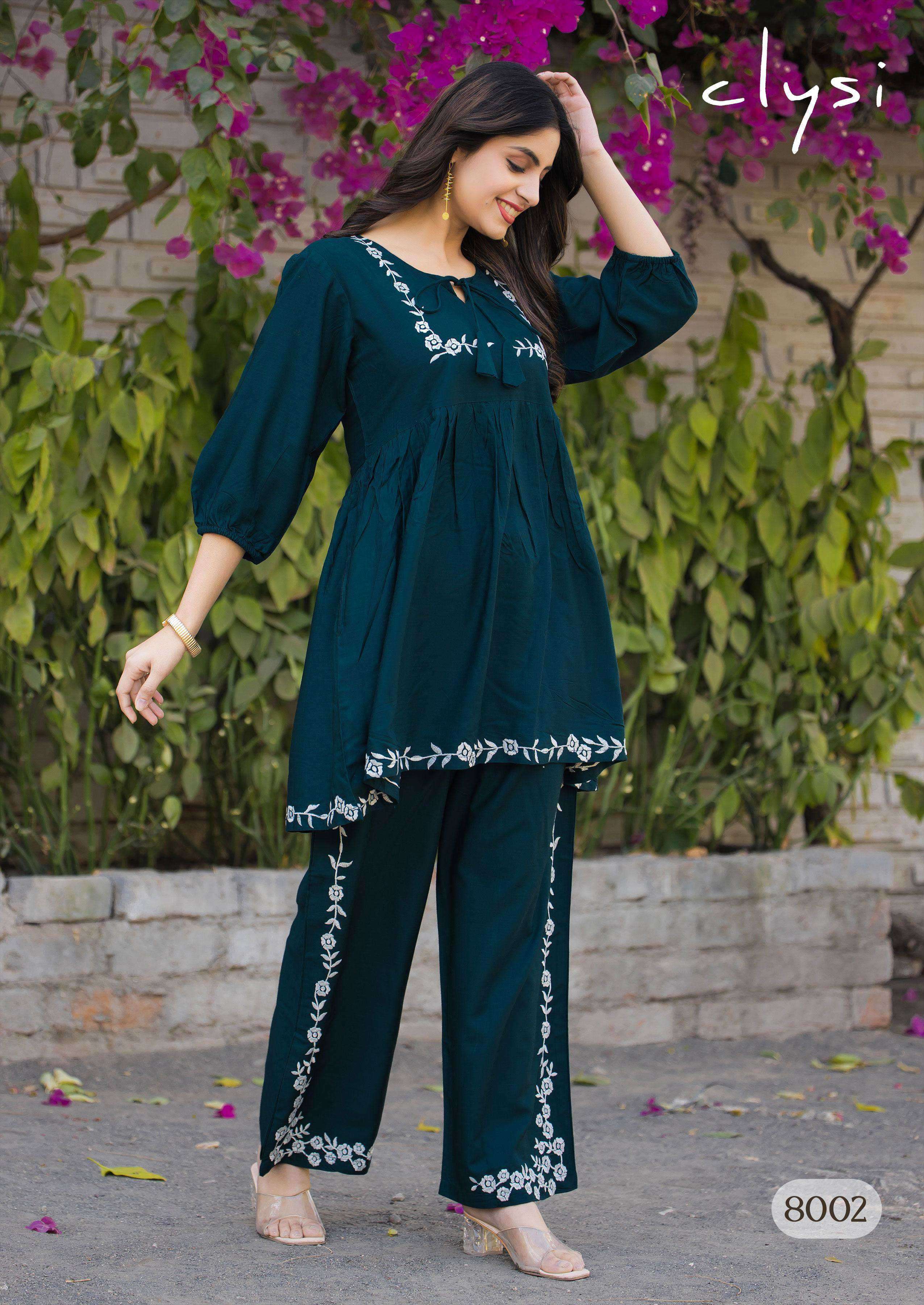 rozella by clysi 8001-8006 series affordable stylish casual wear readymade cord set collection online surat