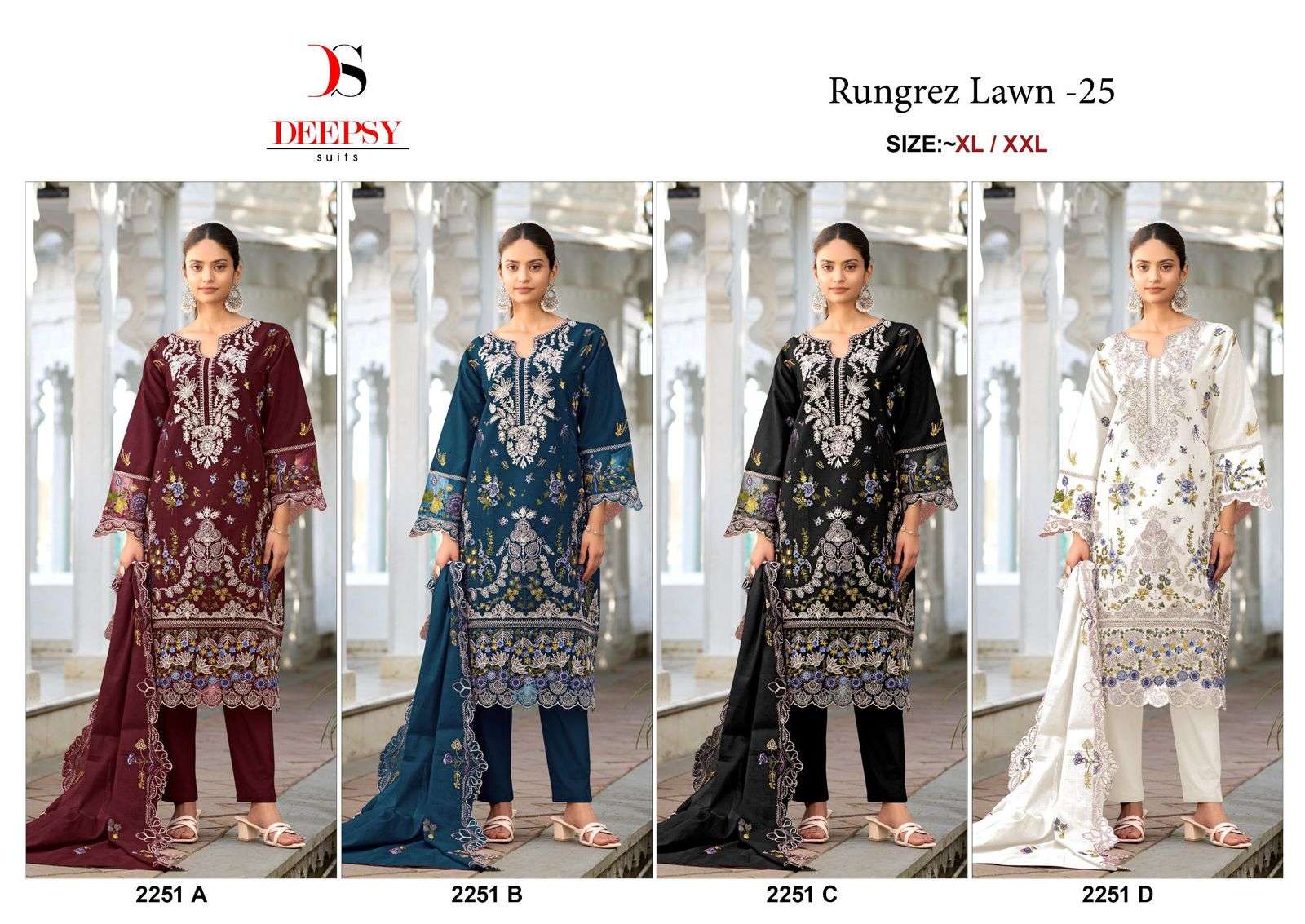  rungrez lawn 25 2251 colors  by deepsy suits heavy embroidered latest designer party wear collection buy online surat