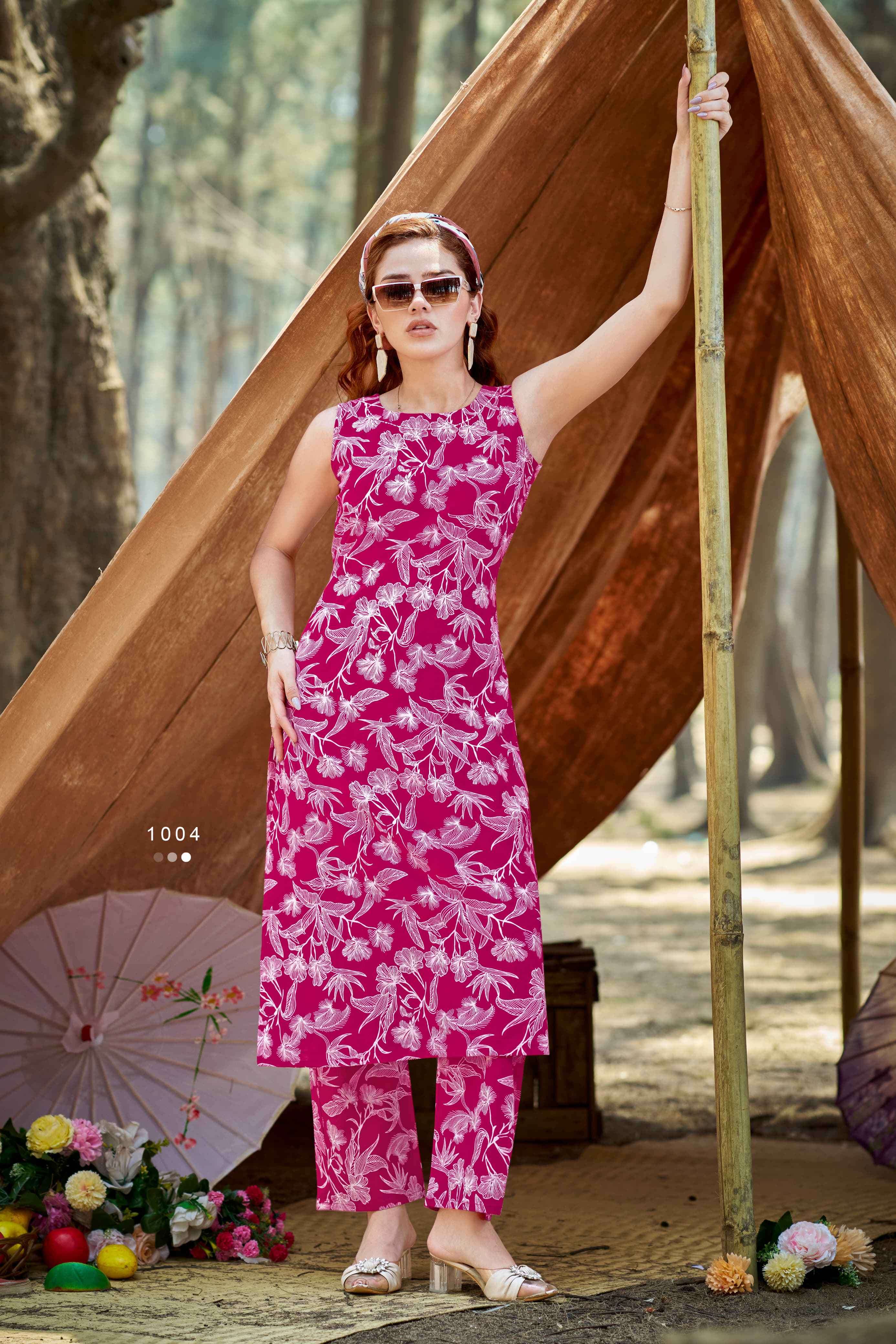 summer threads vol 2 by ossm 1001-1006 series fancy stylish full stitched casual wear cord set collection best online price surat