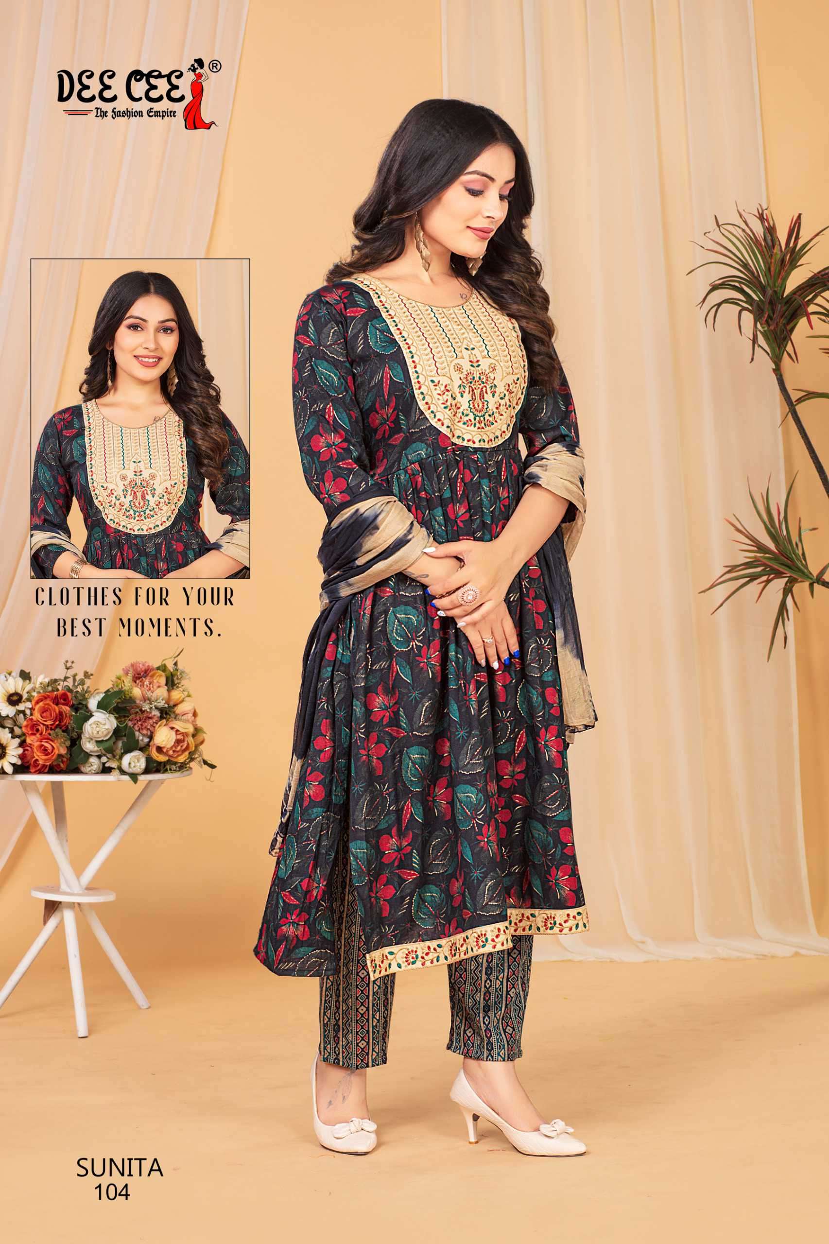 sunita by deecee colors  readymade casual wear designer nayra cut salwar kameez best online price surat