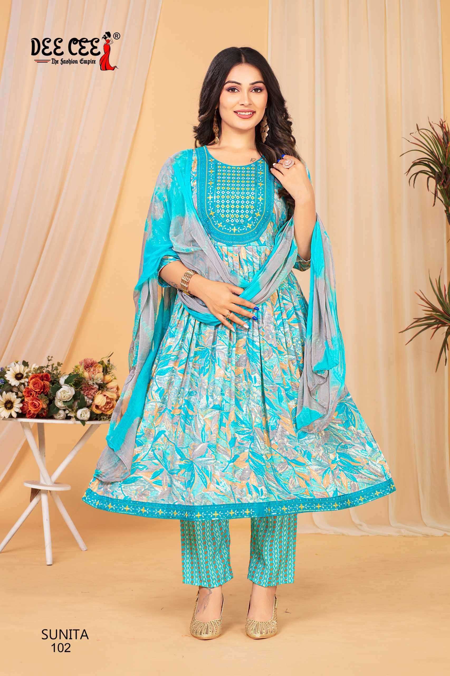 sunita by deecee colors  readymade casual wear designer nayra cut salwar kameez best online price surat