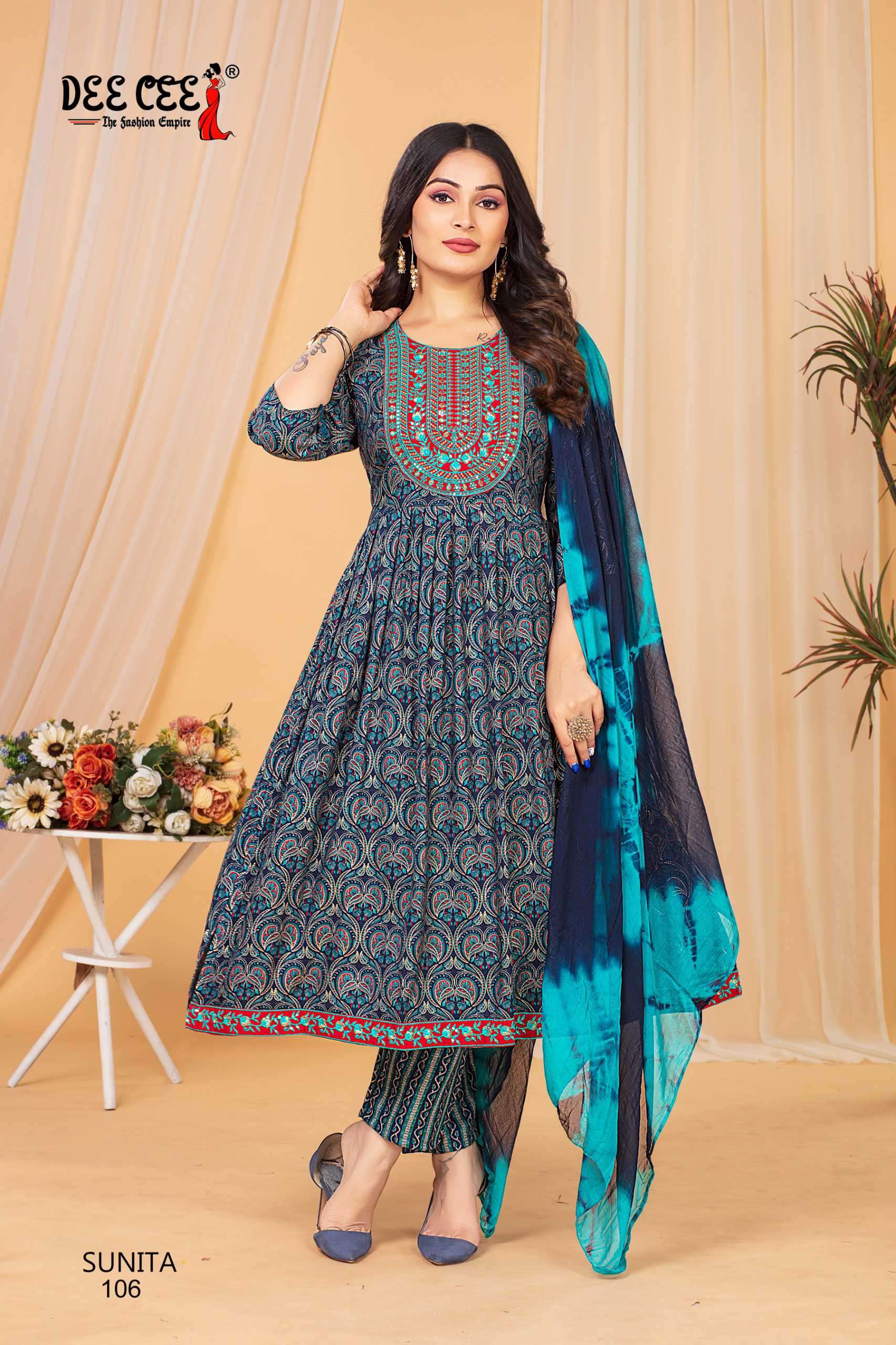 sunita by deecee colors  readymade casual wear designer nayra cut salwar kameez best online price surat