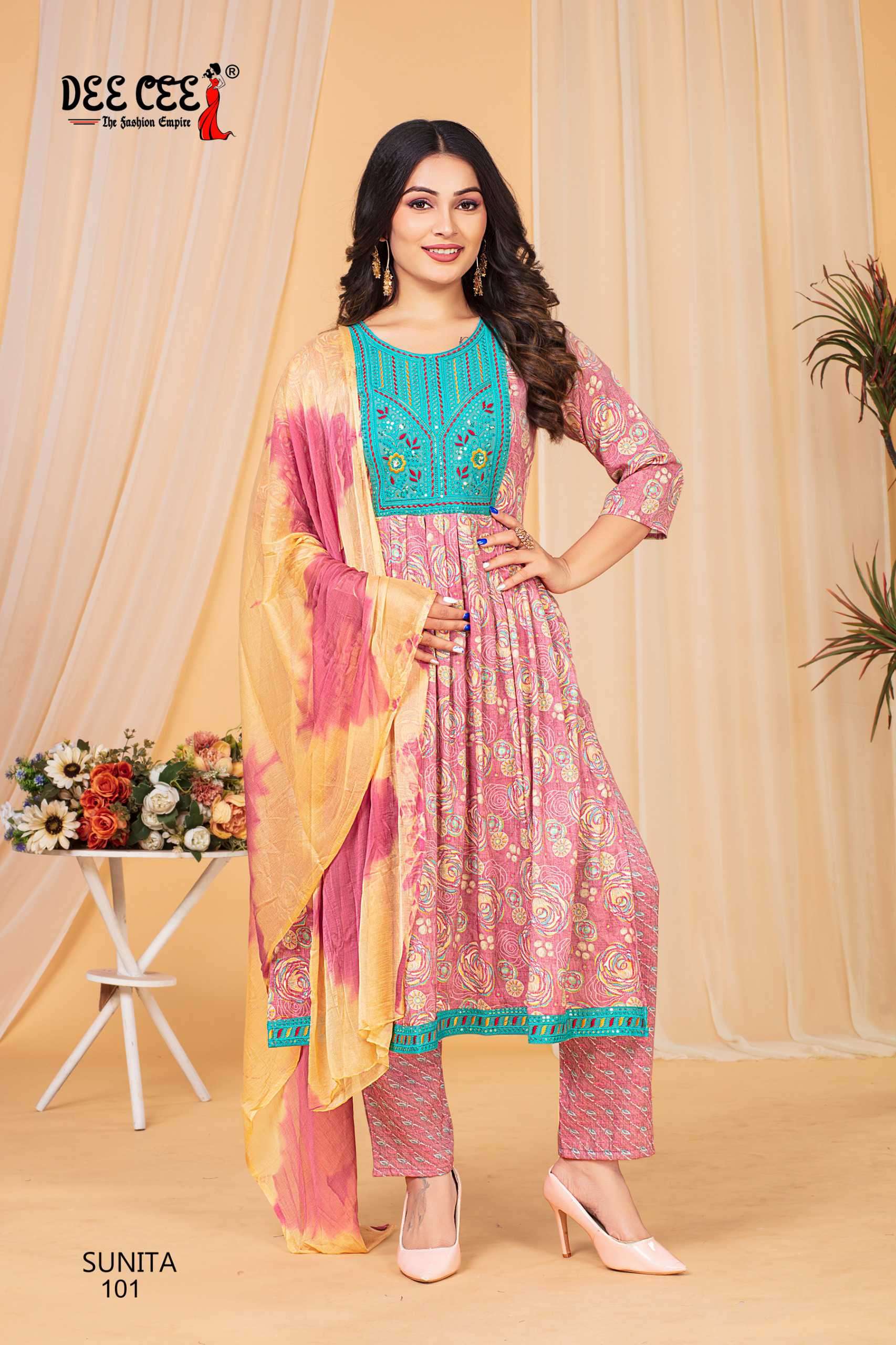 sunita by deecee colors  readymade casual wear designer nayra cut salwar kameez best online price surat