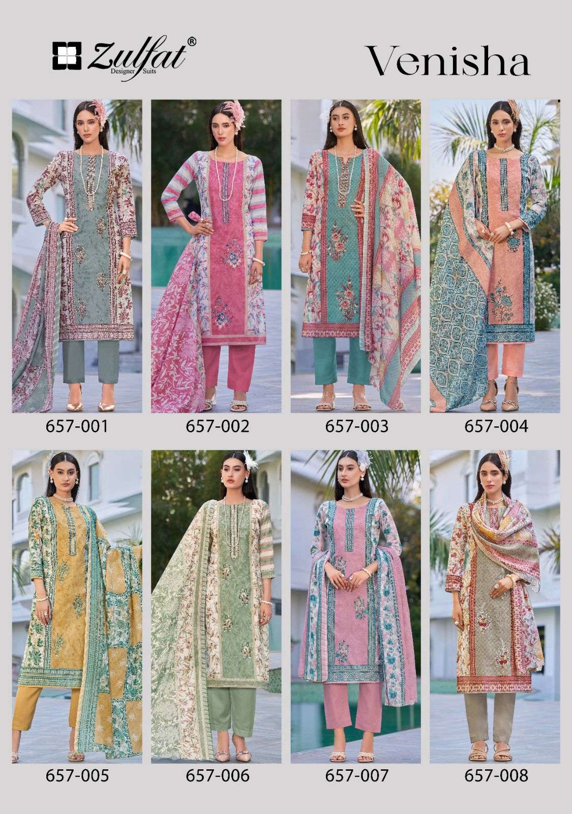 venisha by zulfat designer suits colors self embroidered unstitched party wear salwar kameez online surat
