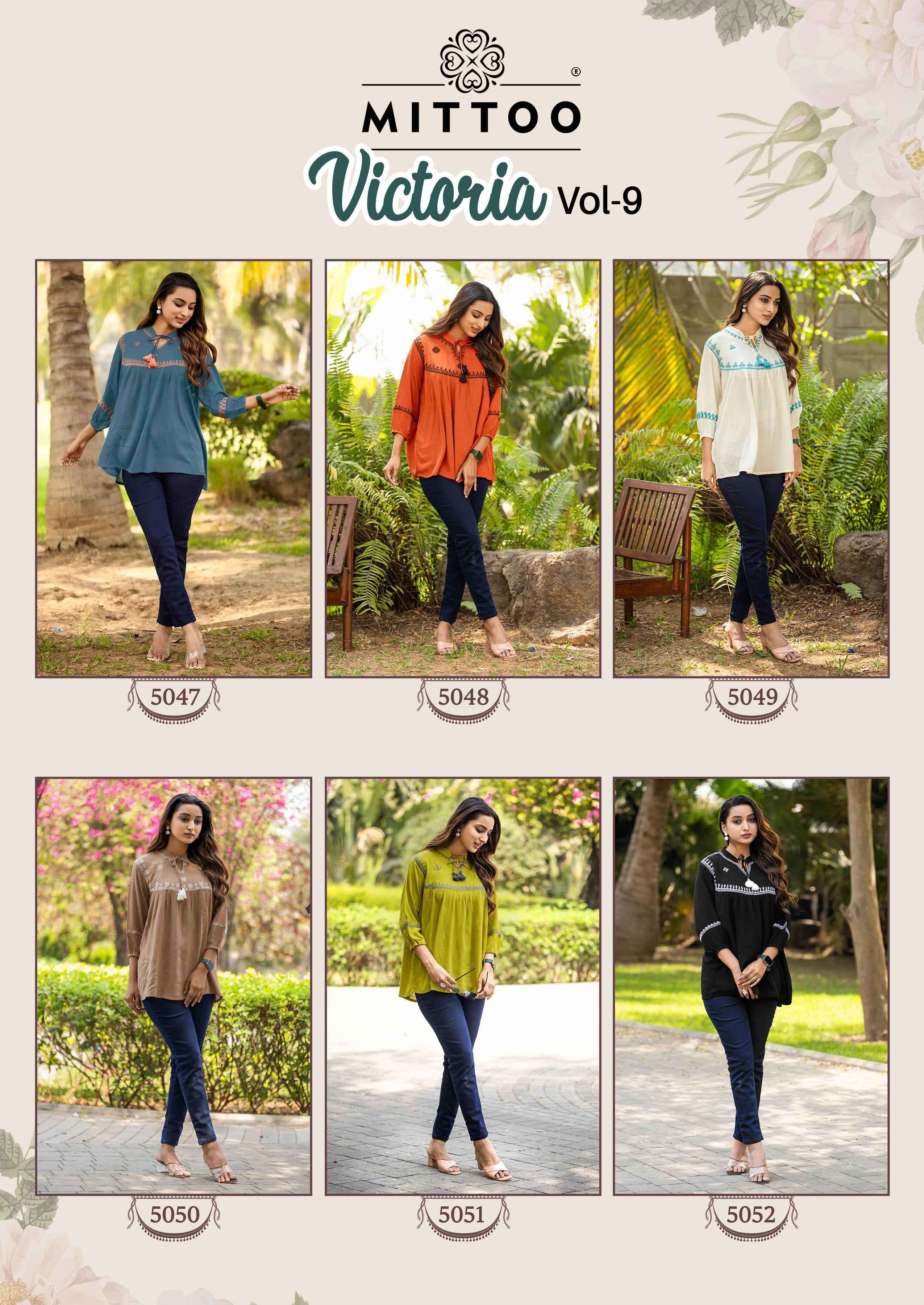 victoria vol 9 by mittoo 5047-5052 series rayon Best  short top  for women for casual and party wear buy online dealer surat