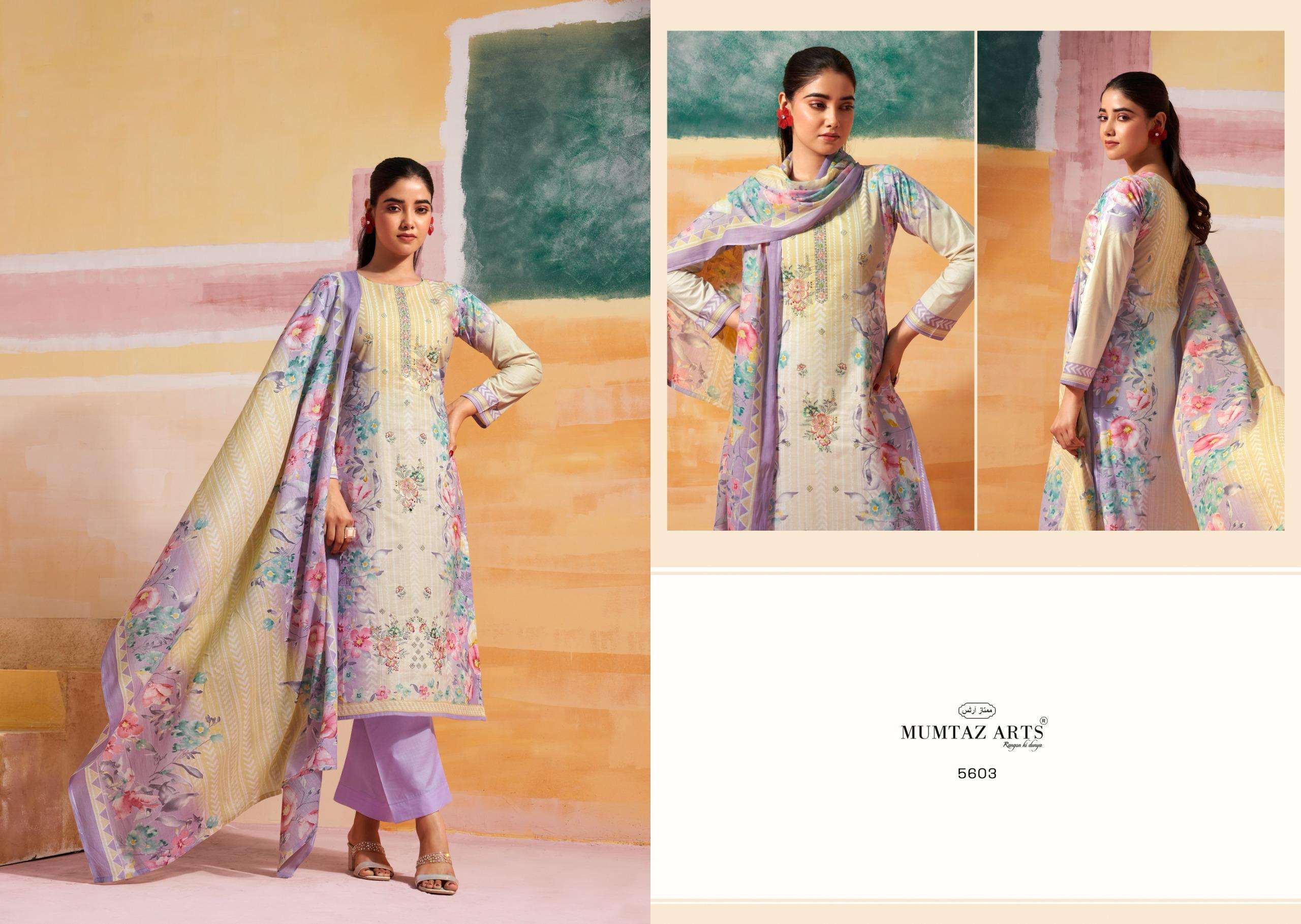 vintage pastel by mumtaz arts 5601-5606 series embroidered summer casual wear salwar kameez best online price surat