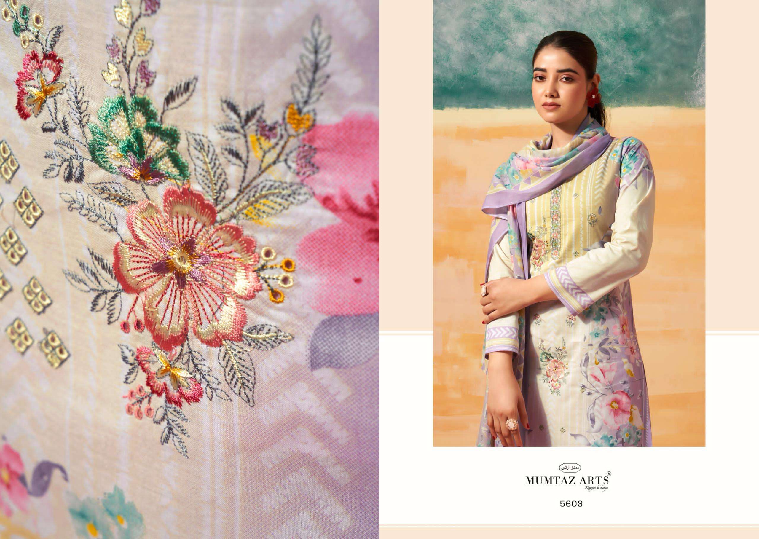vintage pastel by mumtaz arts 5601-5606 series embroidered summer casual wear salwar kameez best online price surat
