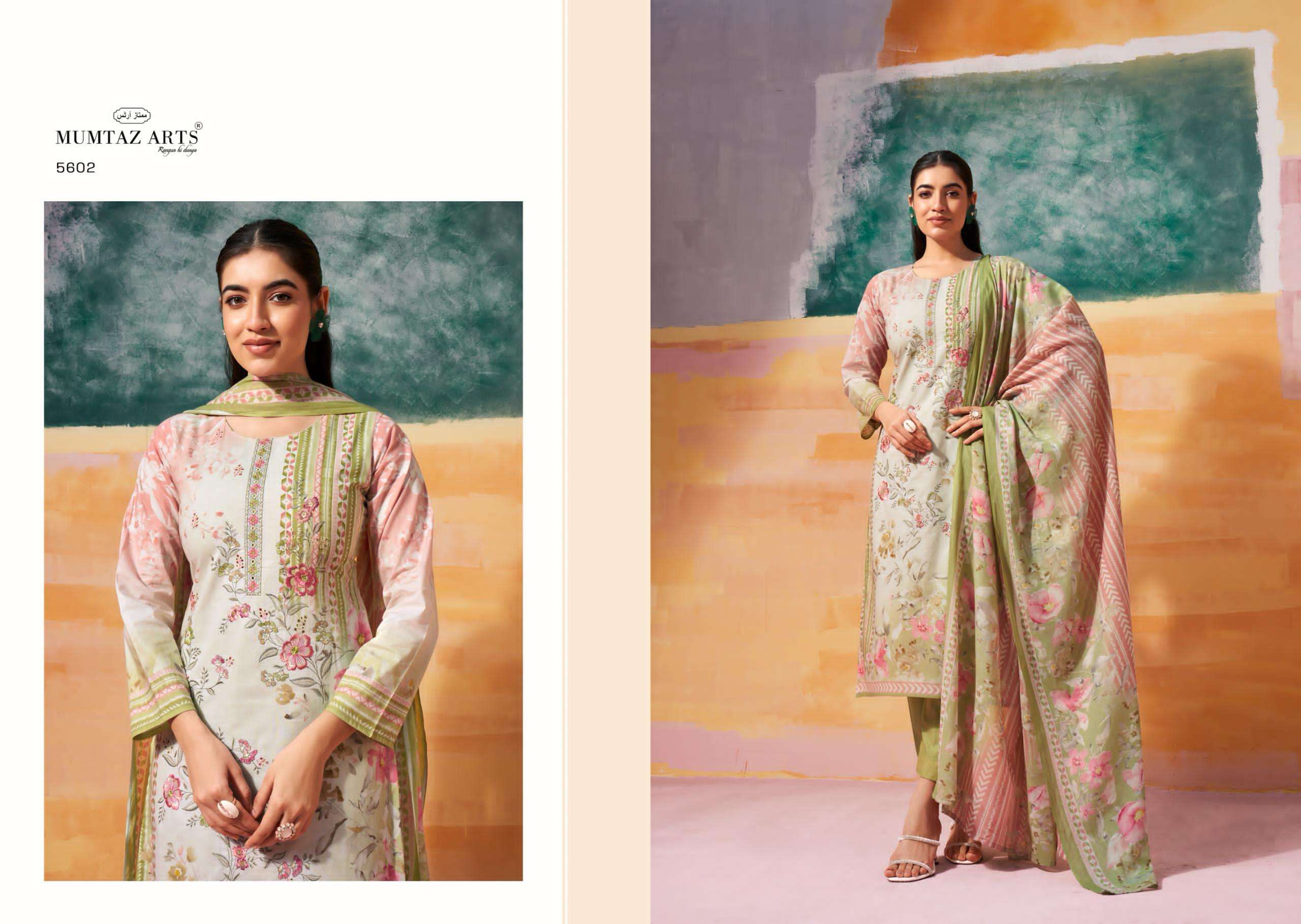 vintage pastel by mumtaz arts 5601-5606 series embroidered summer casual wear salwar kameez best online price surat