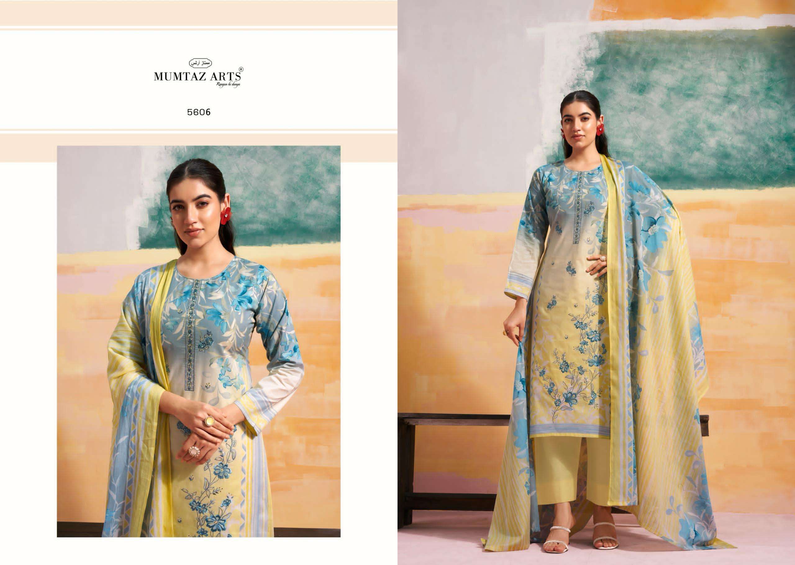 vintage pastel by mumtaz arts 5601-5606 series embroidered summer casual wear salwar kameez best online price surat