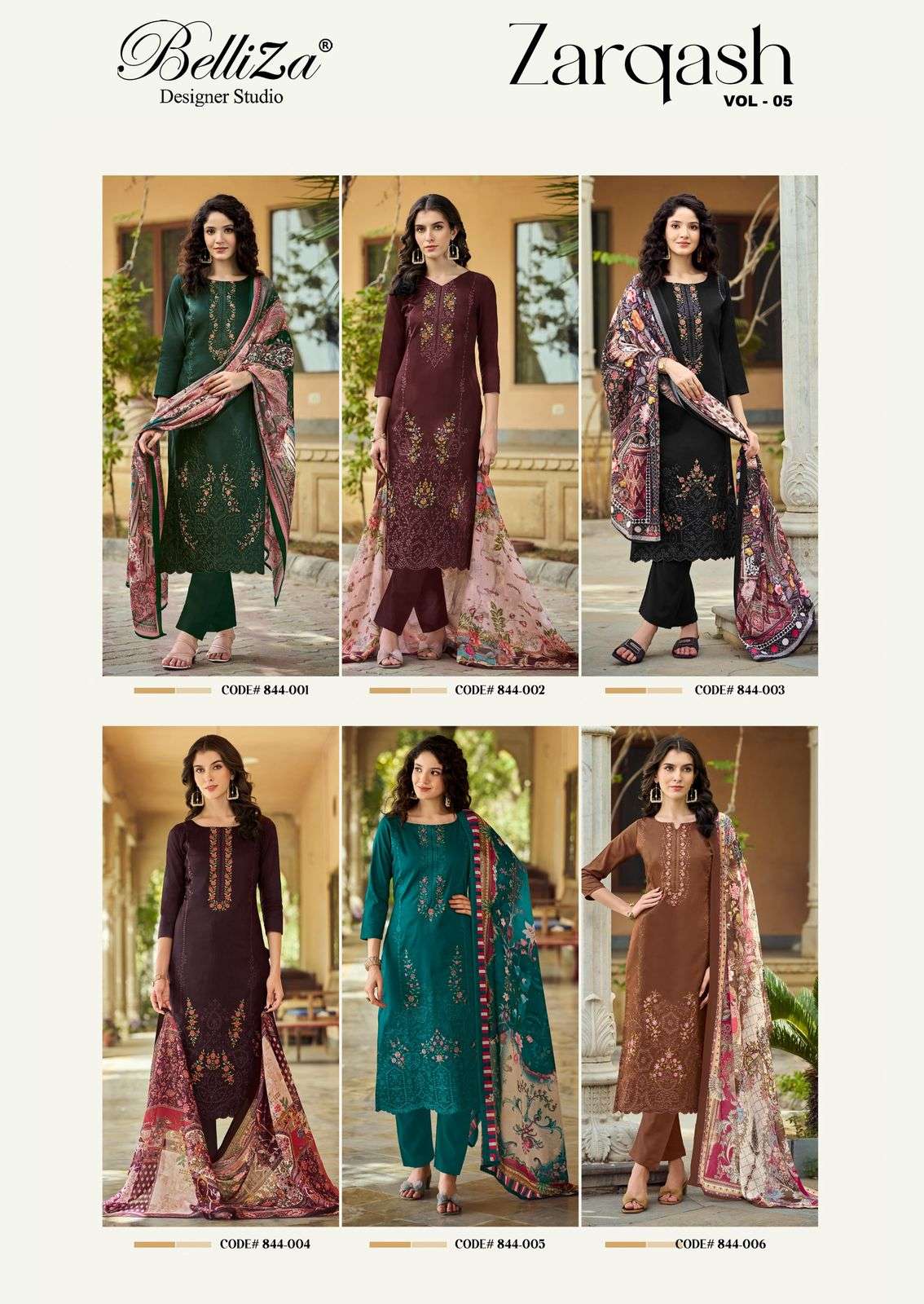 zarqash vol 54 by belliza colors ready to unstitched casual wear salwar kameez online surat