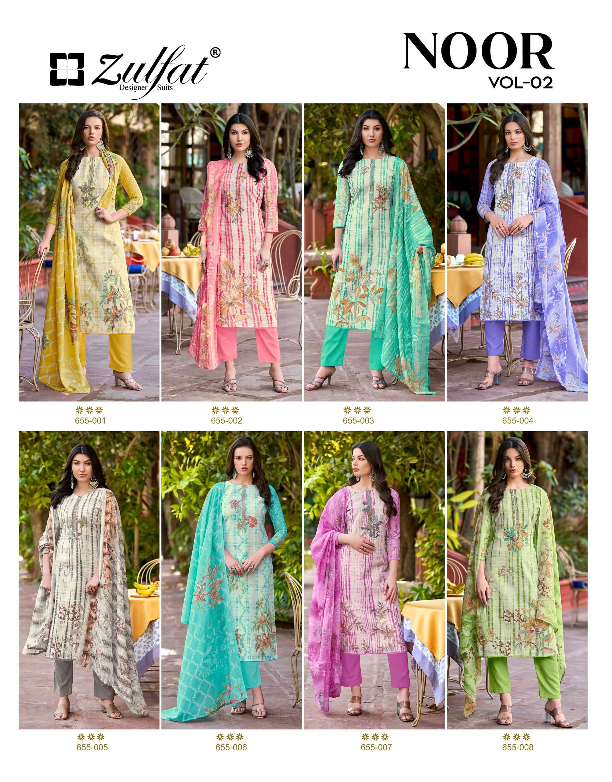 zulfat designer noor vol 2 exclusive cotton embroidered salwar kaeez buy online shopping surat