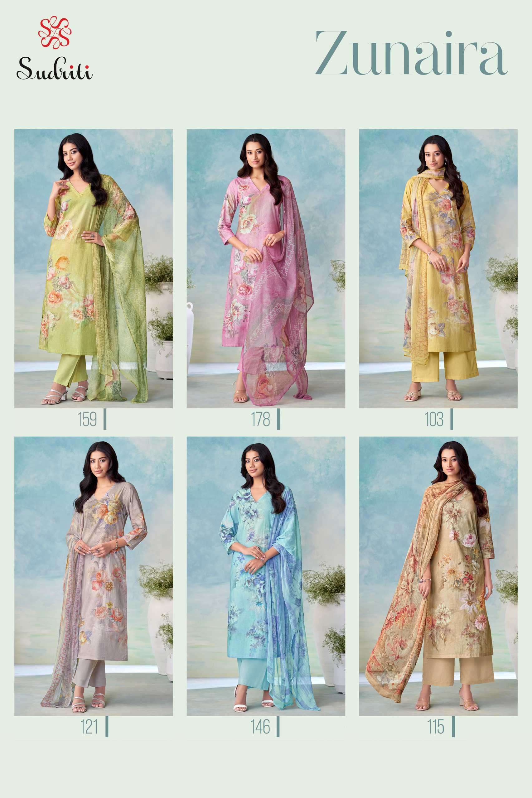  zunaira by sudriti colors latest designer cotton unstitched casual wear salwar kameez online surat