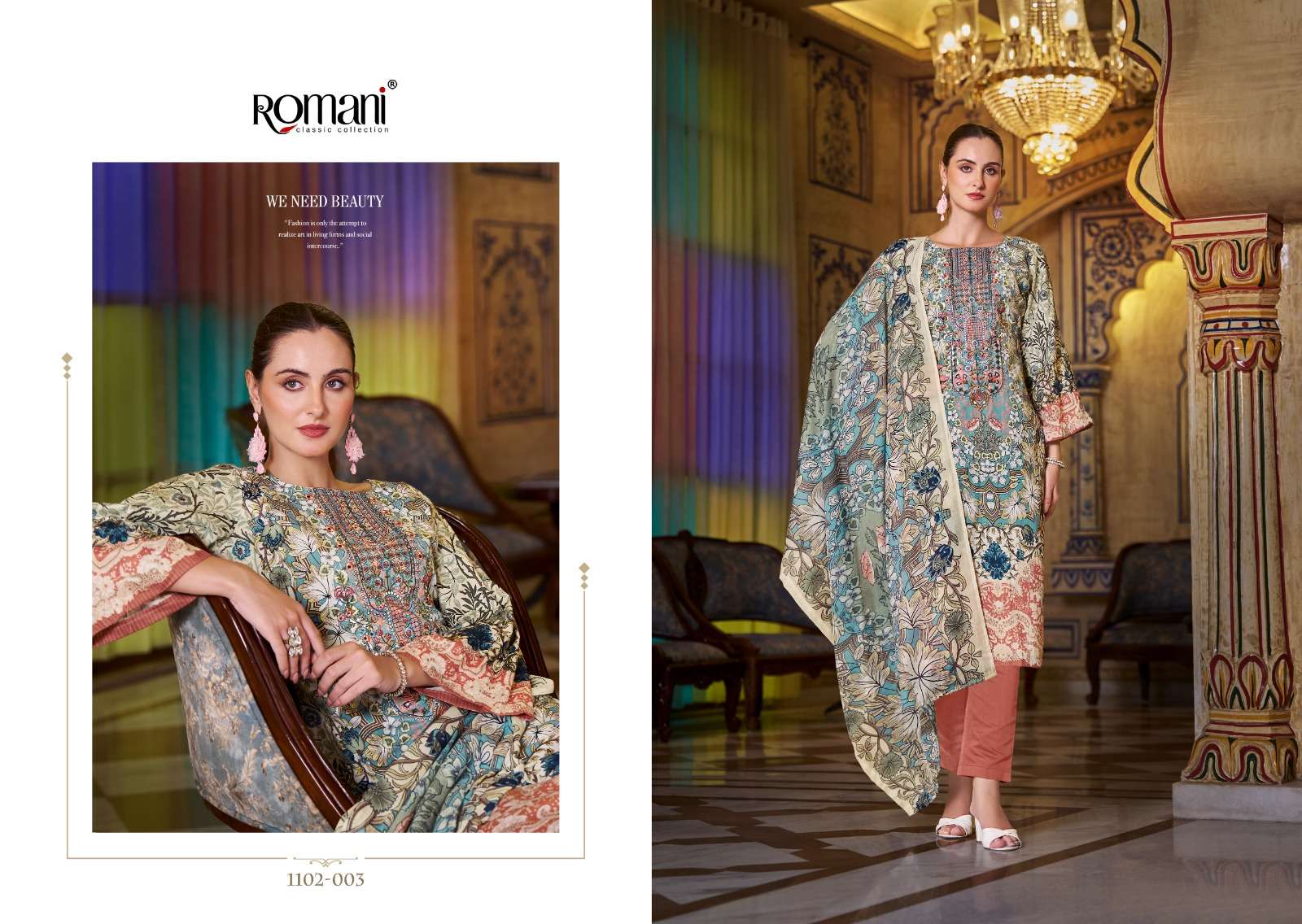 aarzu vol-18 by romani colors eclusive embroidery work digital print cotton salwar suit collection surat