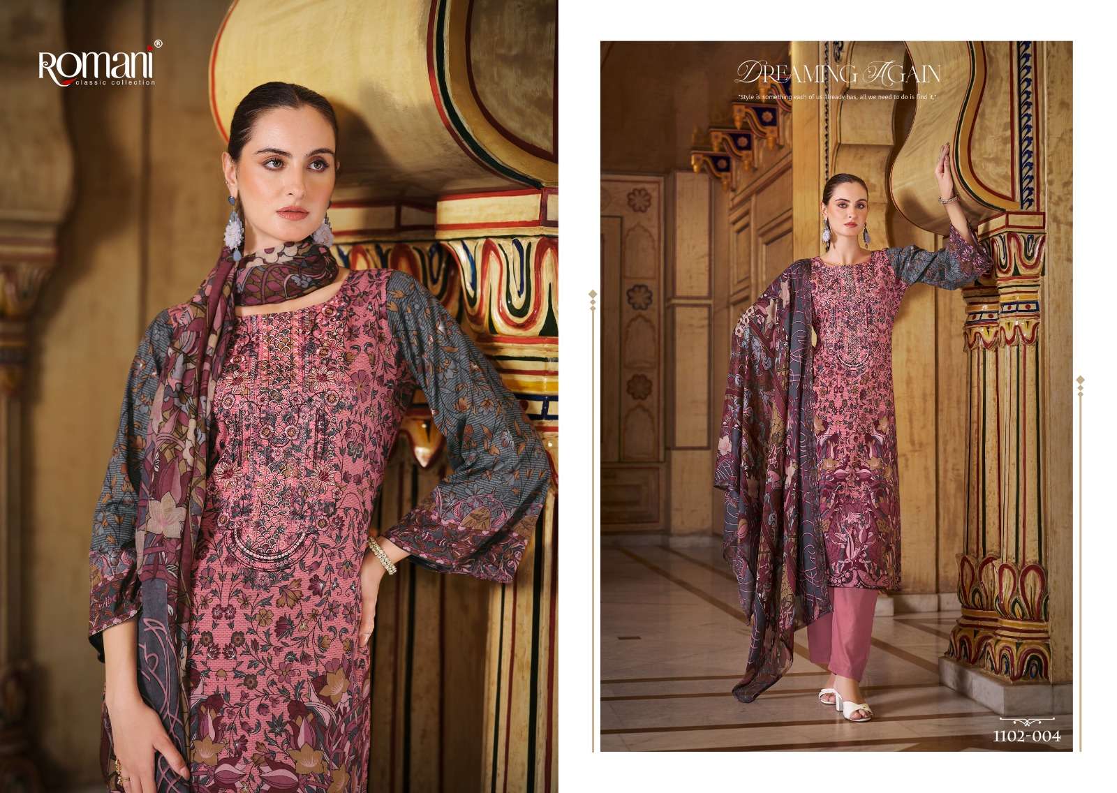aarzu vol-18 by romani colors eclusive embroidery work digital print cotton salwar suit collection surat