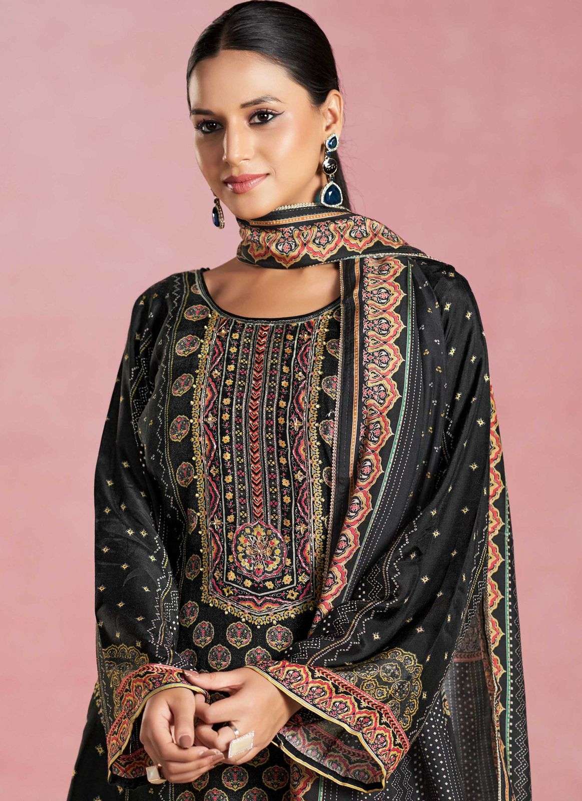 ajrakh by karva colors latest designer causal wear salwar kameez wholesale surat