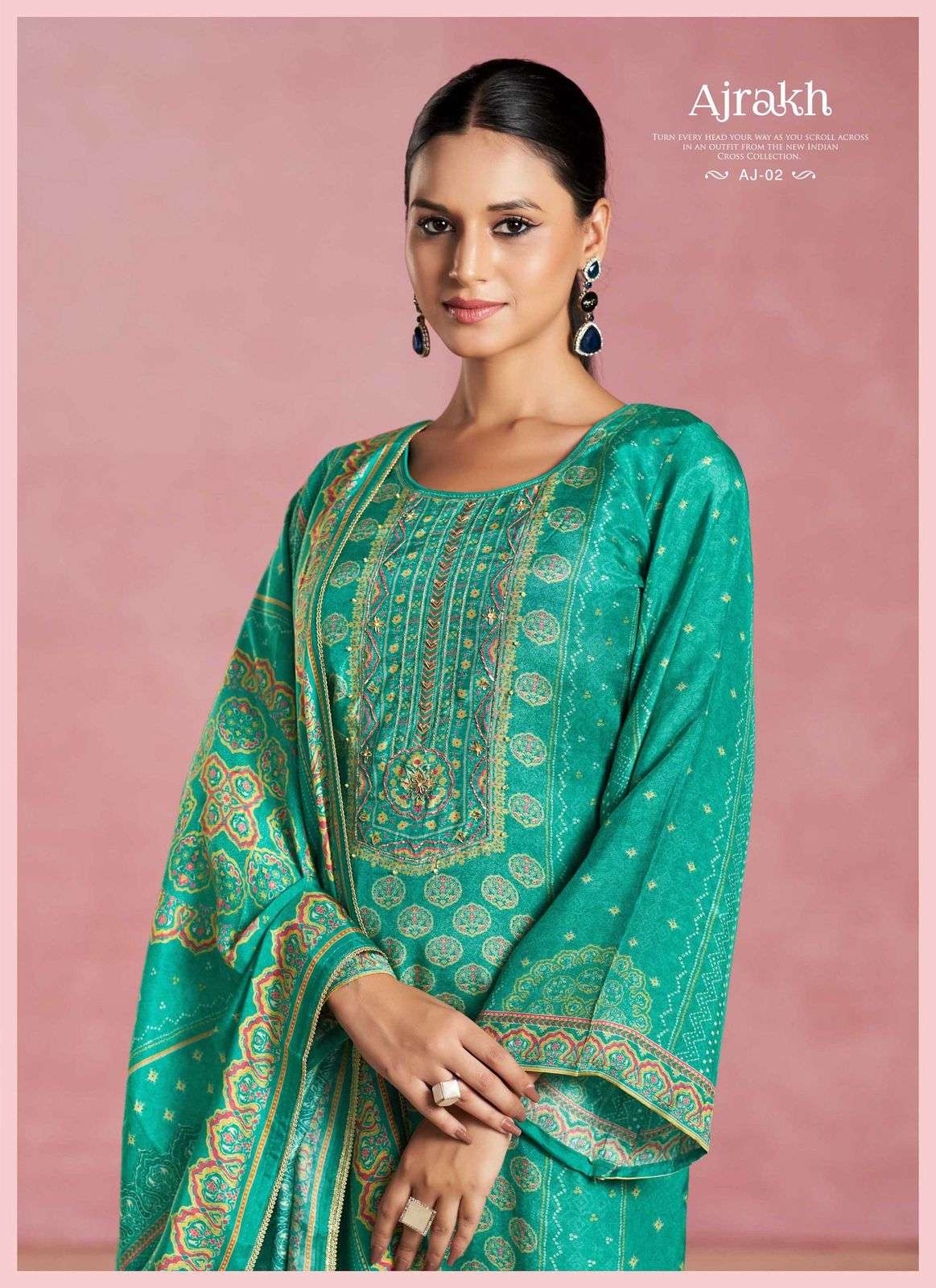ajrakh by karva colors latest designer causal wear salwar kameez wholesale surat