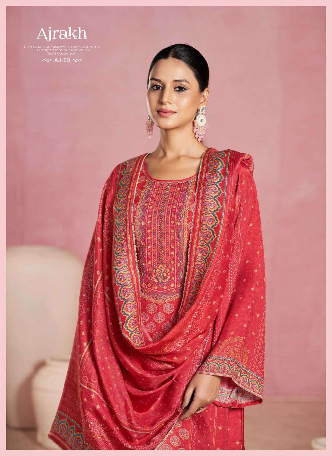 ajrakh by karva colors latest designer causal wear salwar kameez wholesale surat