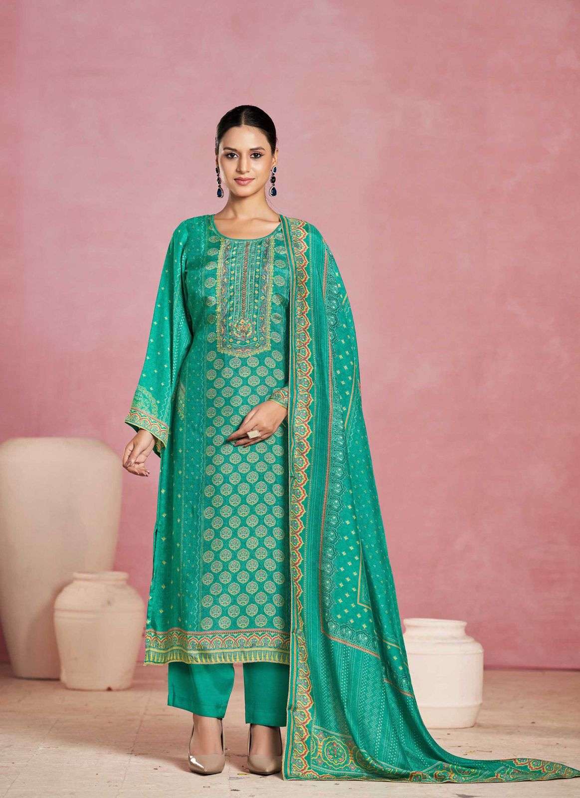 ajrakh by karva colors latest designer causal wear salwar kameez wholesale surat