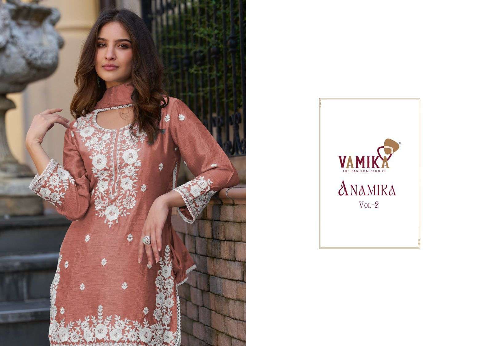 anamika vol-2 by vamika colors exclusive designer wedding wear readymade sarara suit collection online surat
