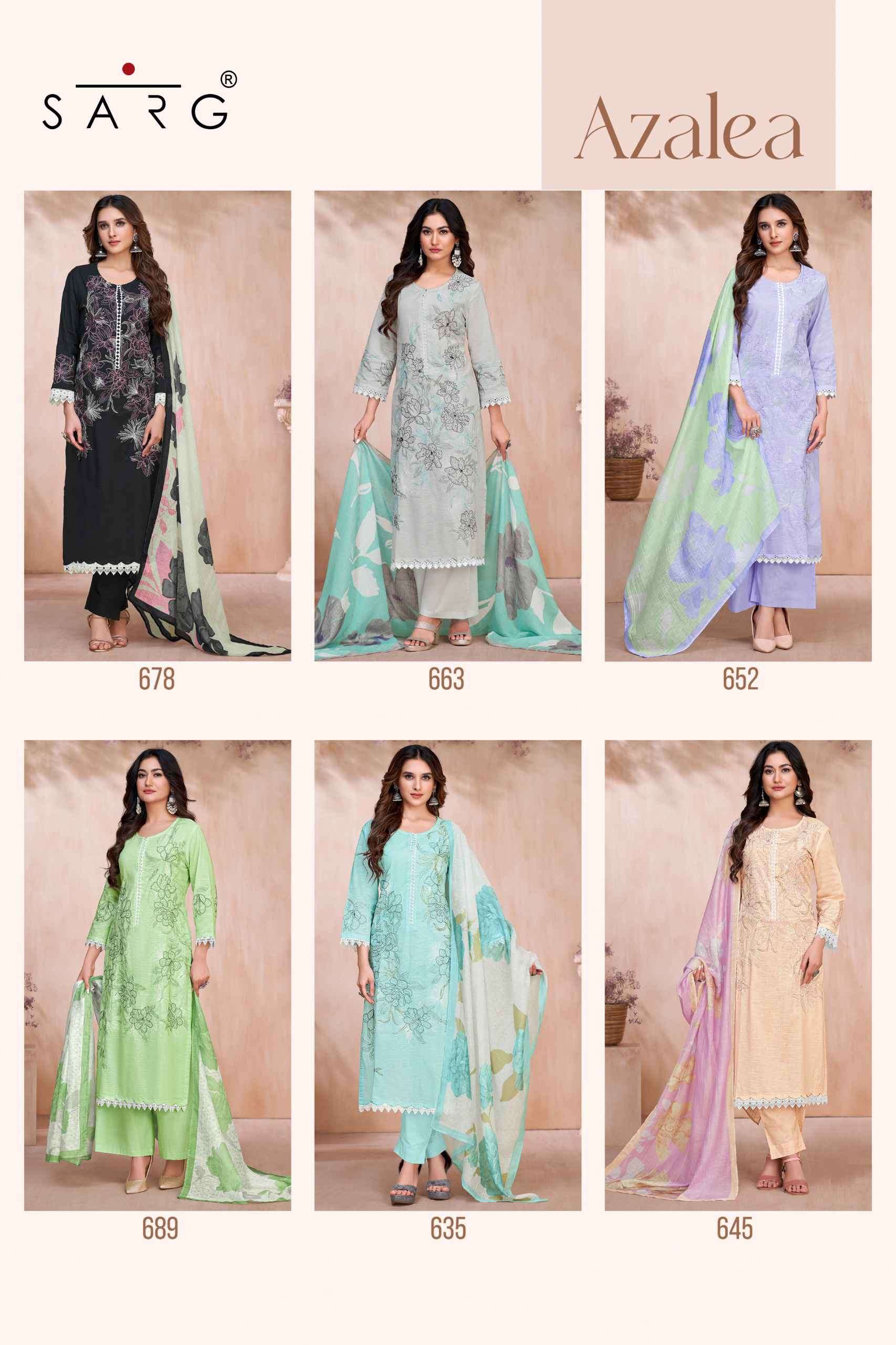 azalea by srag colors fancy embroidered cotton linen salwar kameez supplier surat