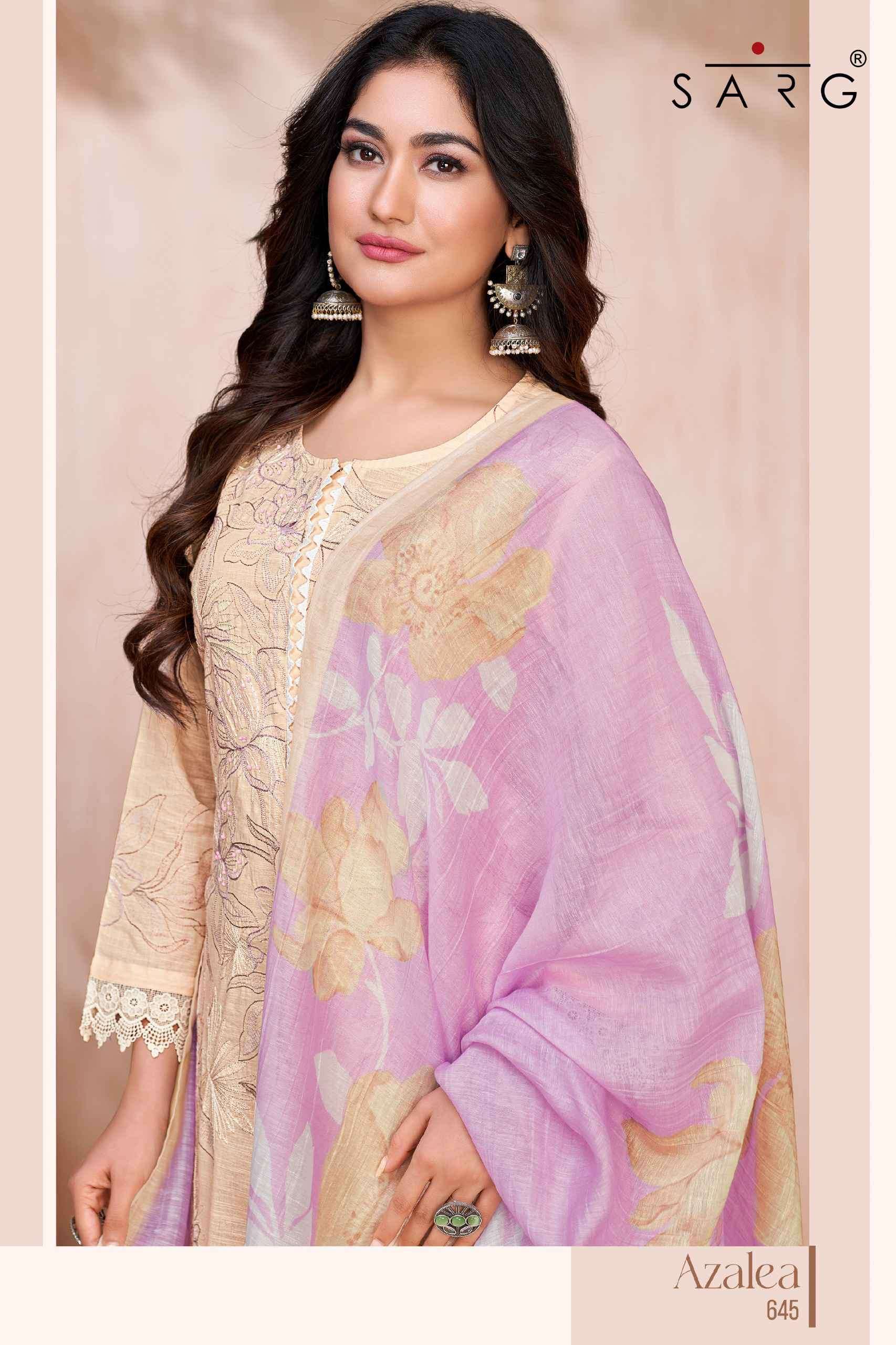 azalea by srag colors fancy embroidered cotton linen salwar kameez supplier surat