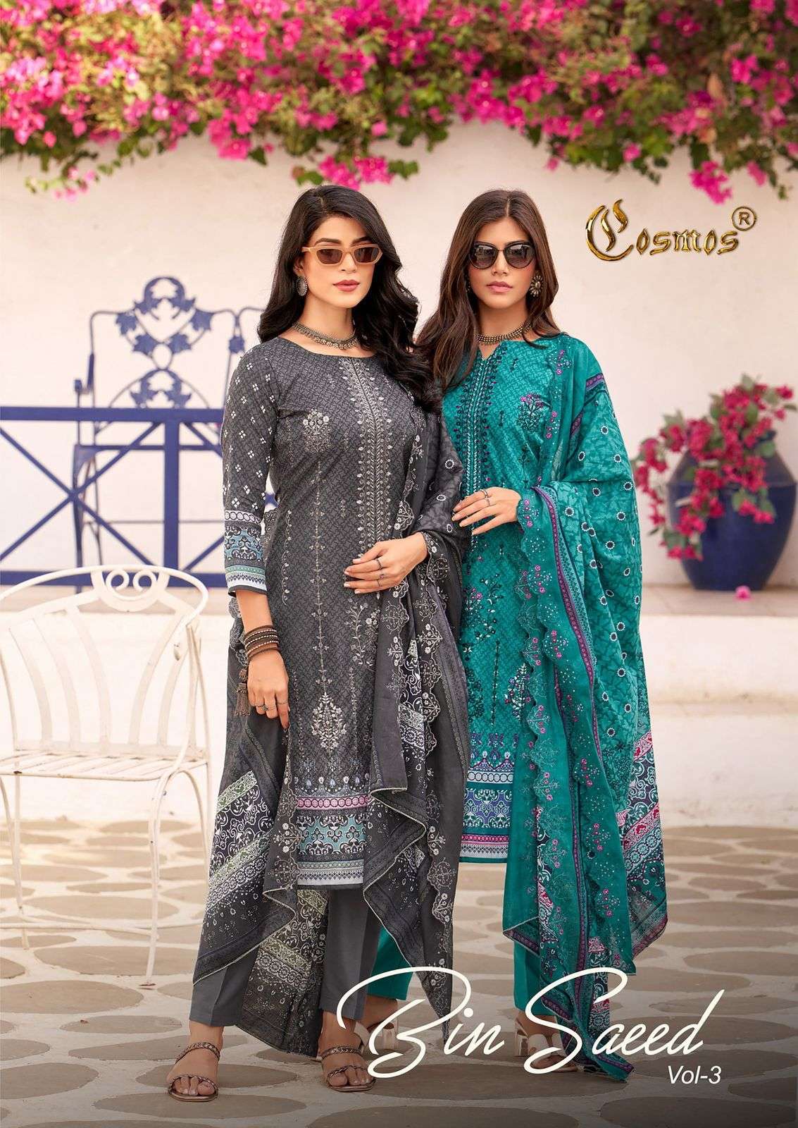 bin saeed vol 3 by cosmos colors heavy embroidery work latest designer unstitch salwar kameez buy online surat