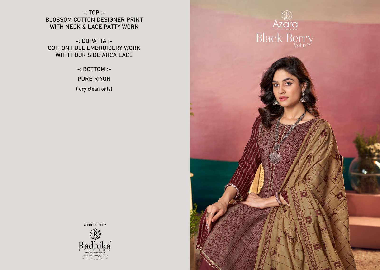 black berry vol-17 by azara colors cotton summer wear salwar suits supplier surat