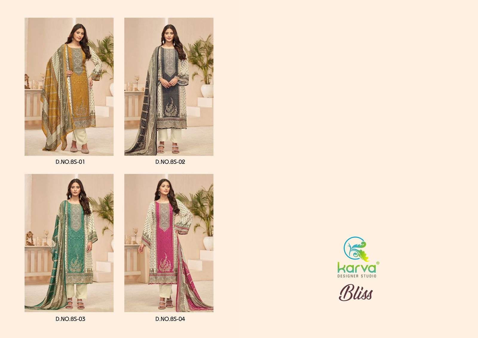 bliss by karva colors exclusive designer unstitched casual wear salwar kameez online surat