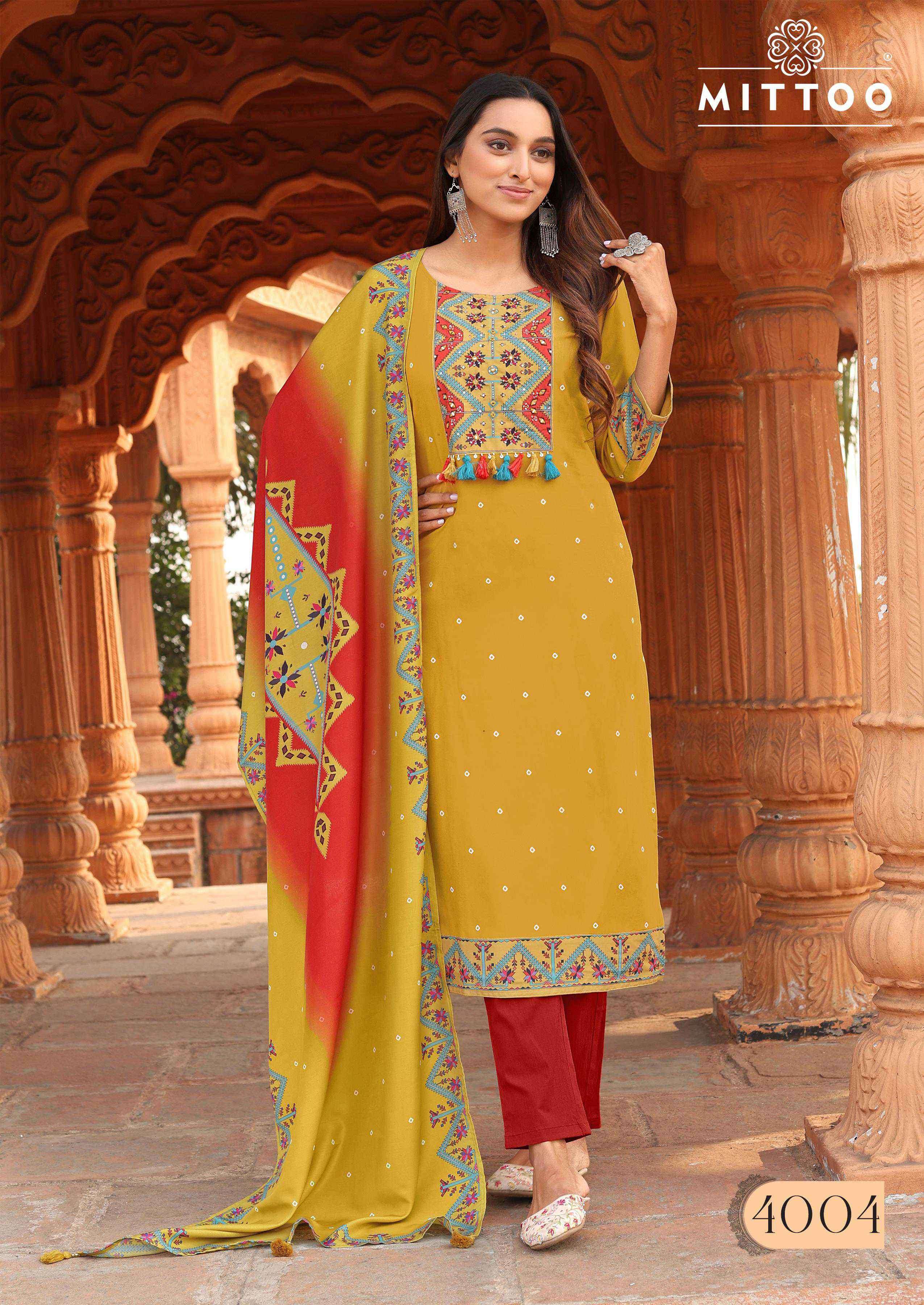 colordrop by mittoo 4001-4006 series handwork with printed readymade kurti wholesaler surat