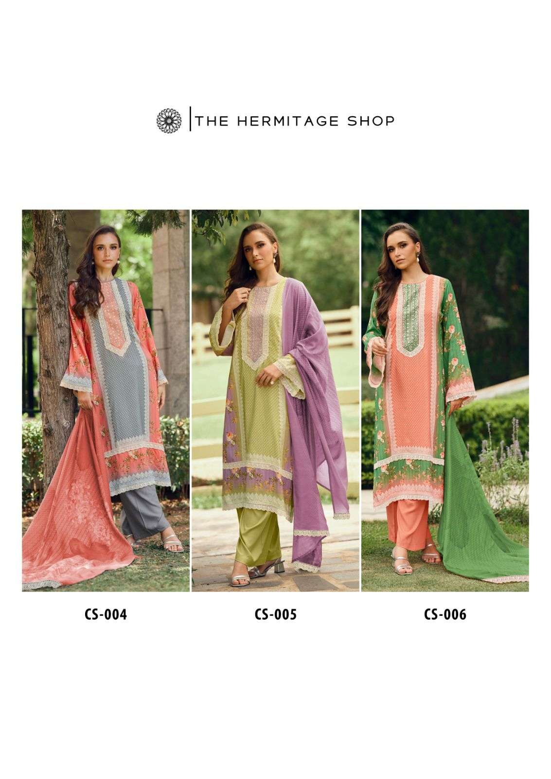cross stitch by hermitage 001-006 series exclusive designer cotton casual wear salwar kameez online surat