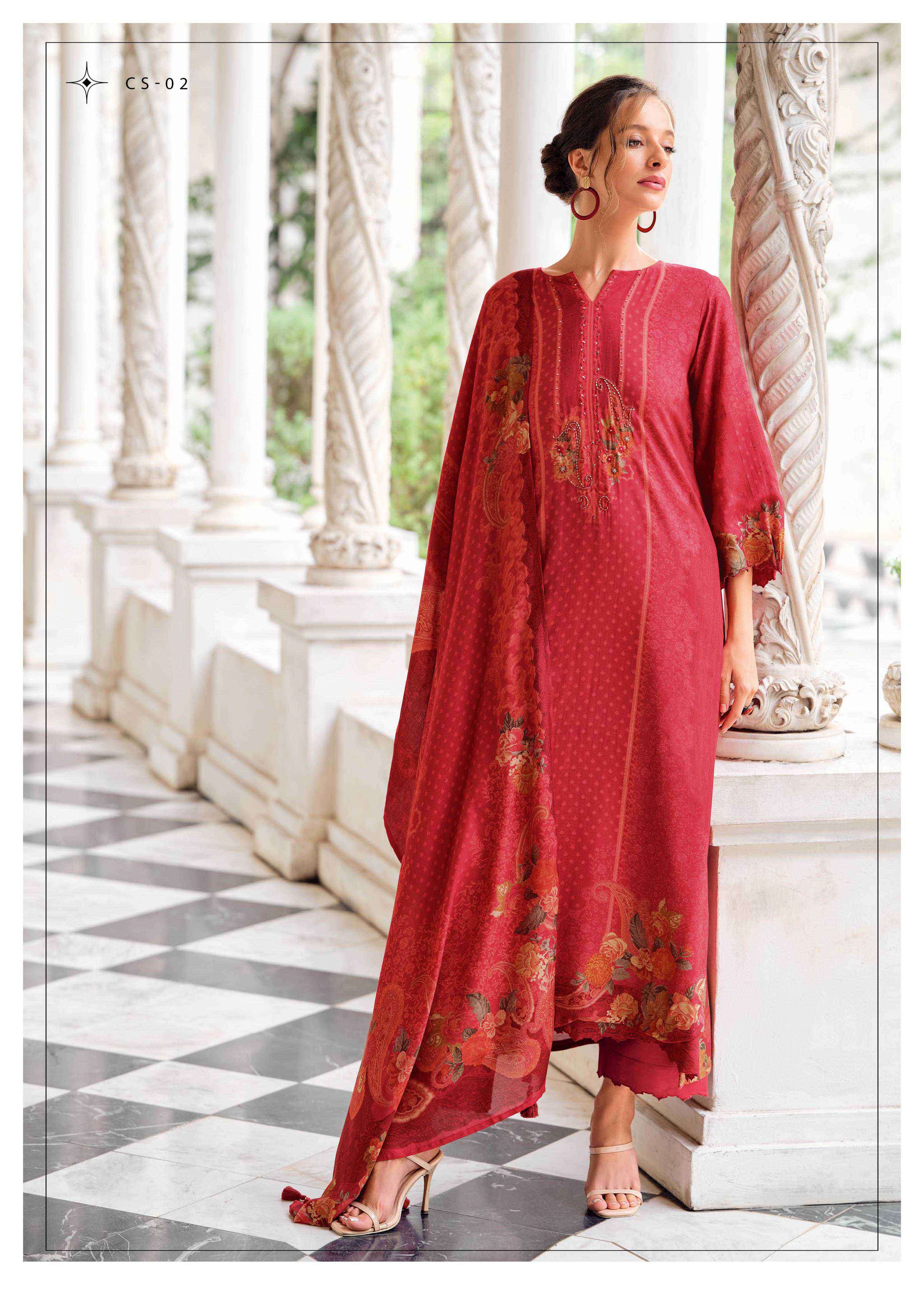 cross stitch by varshaa colors exclusive handwork ruusian silk salwar suits collection 
