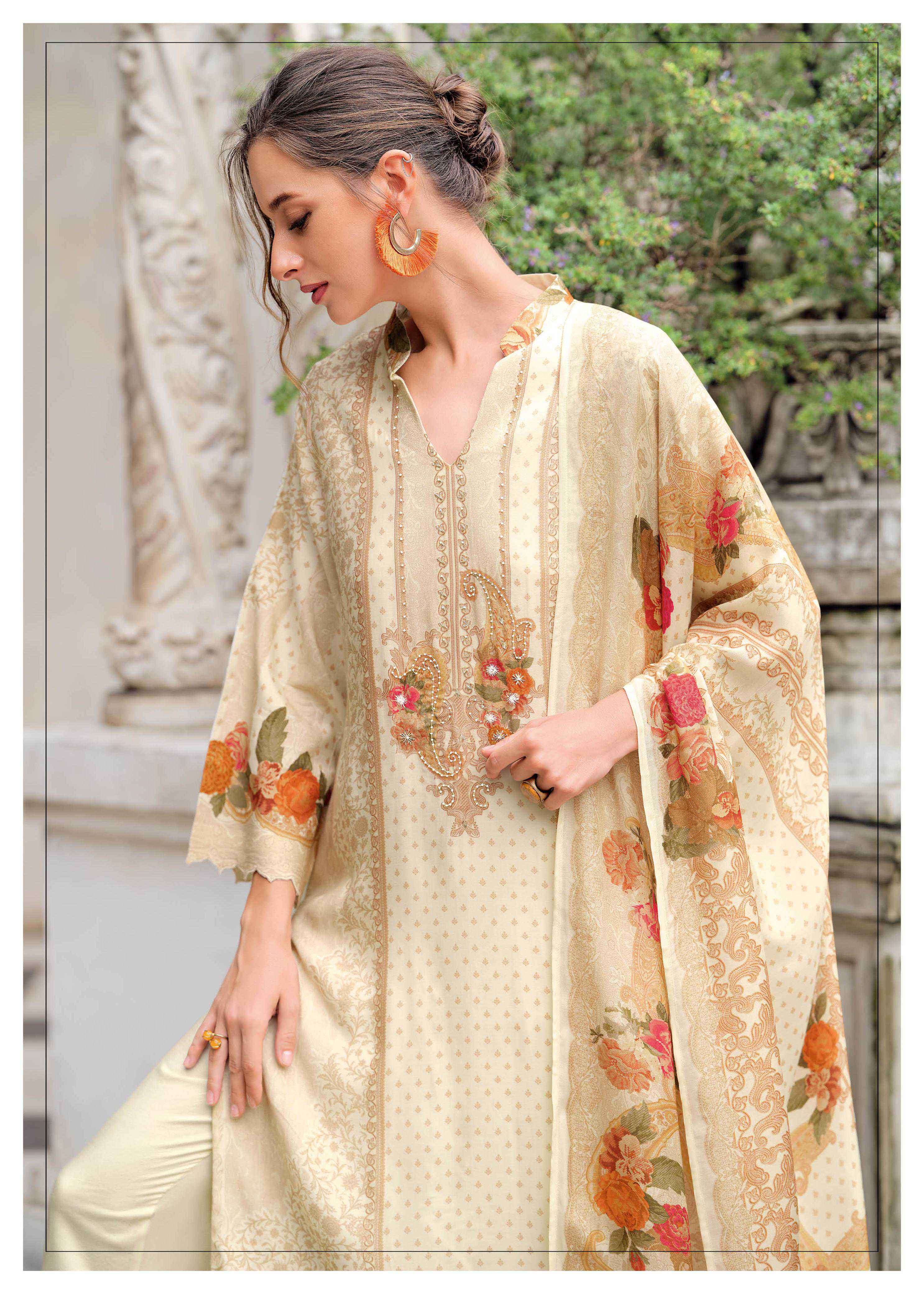 cross stitch by varshaa colors exclusive handwork ruusian silk salwar suits collection 