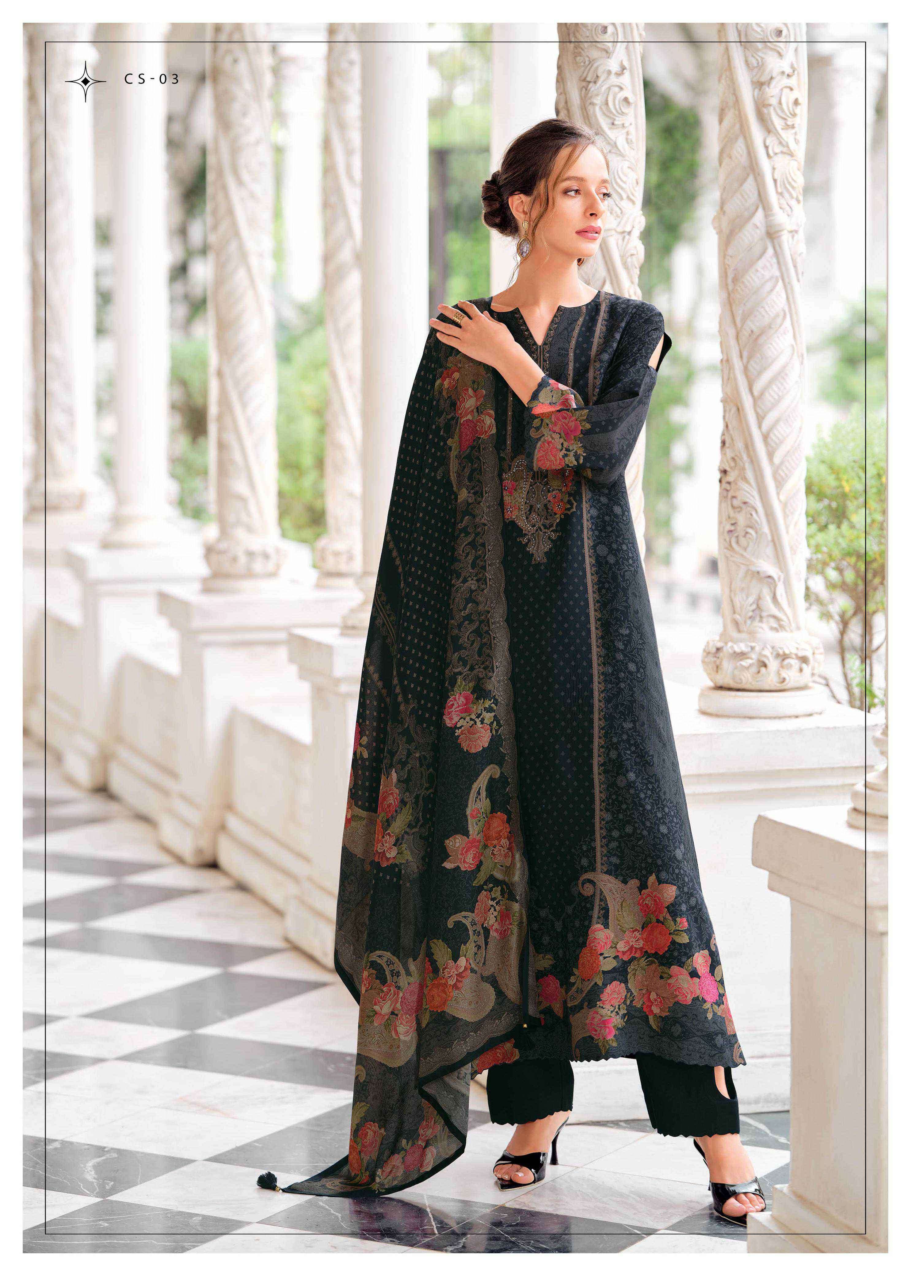 cross stitch by varshaa colors exclusive handwork ruusian silk salwar suits collection 