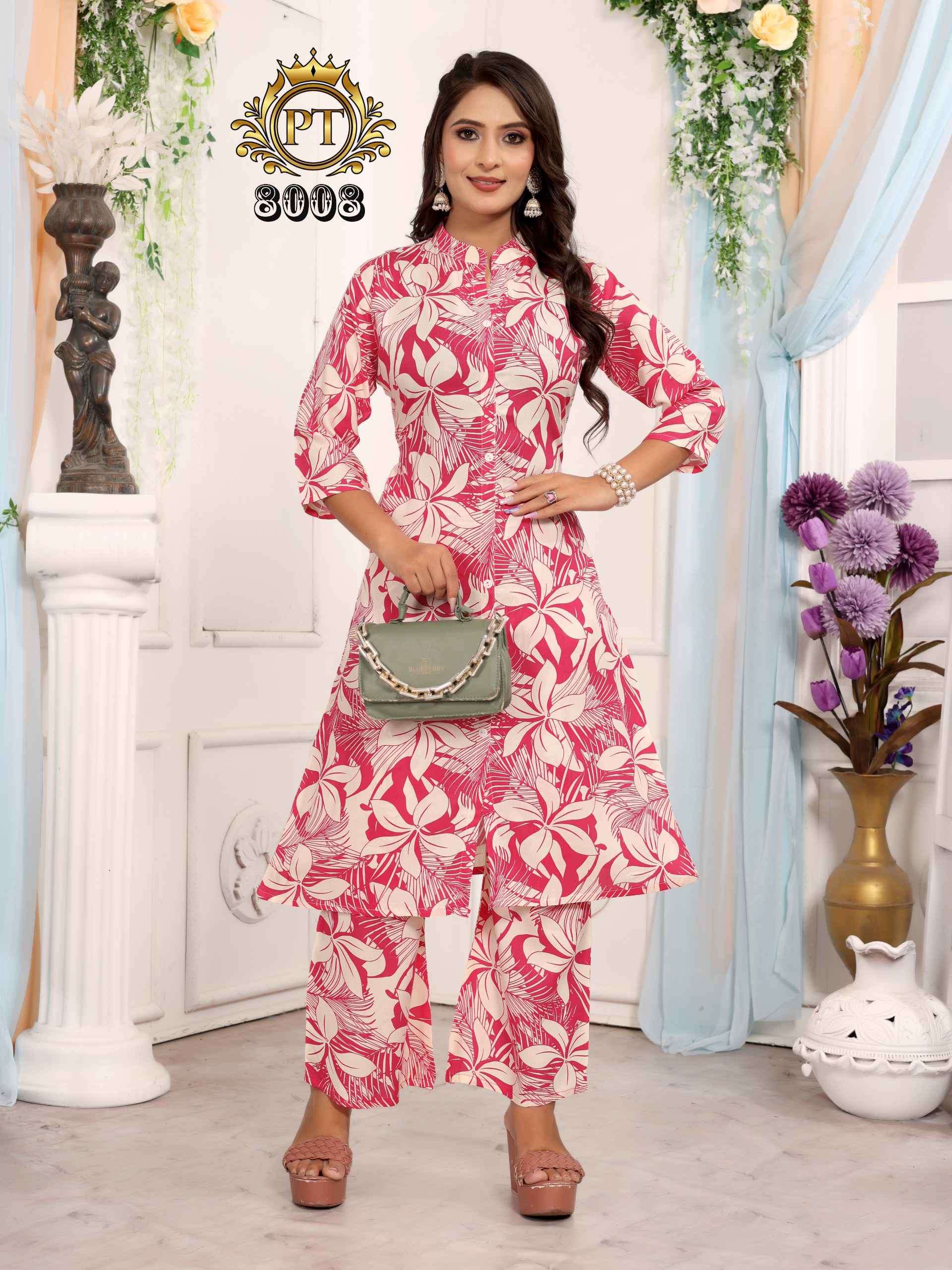 dulhari vol-7 by padmavti 3001-3008 series rayon print casual wear readymade cord set dealer surat