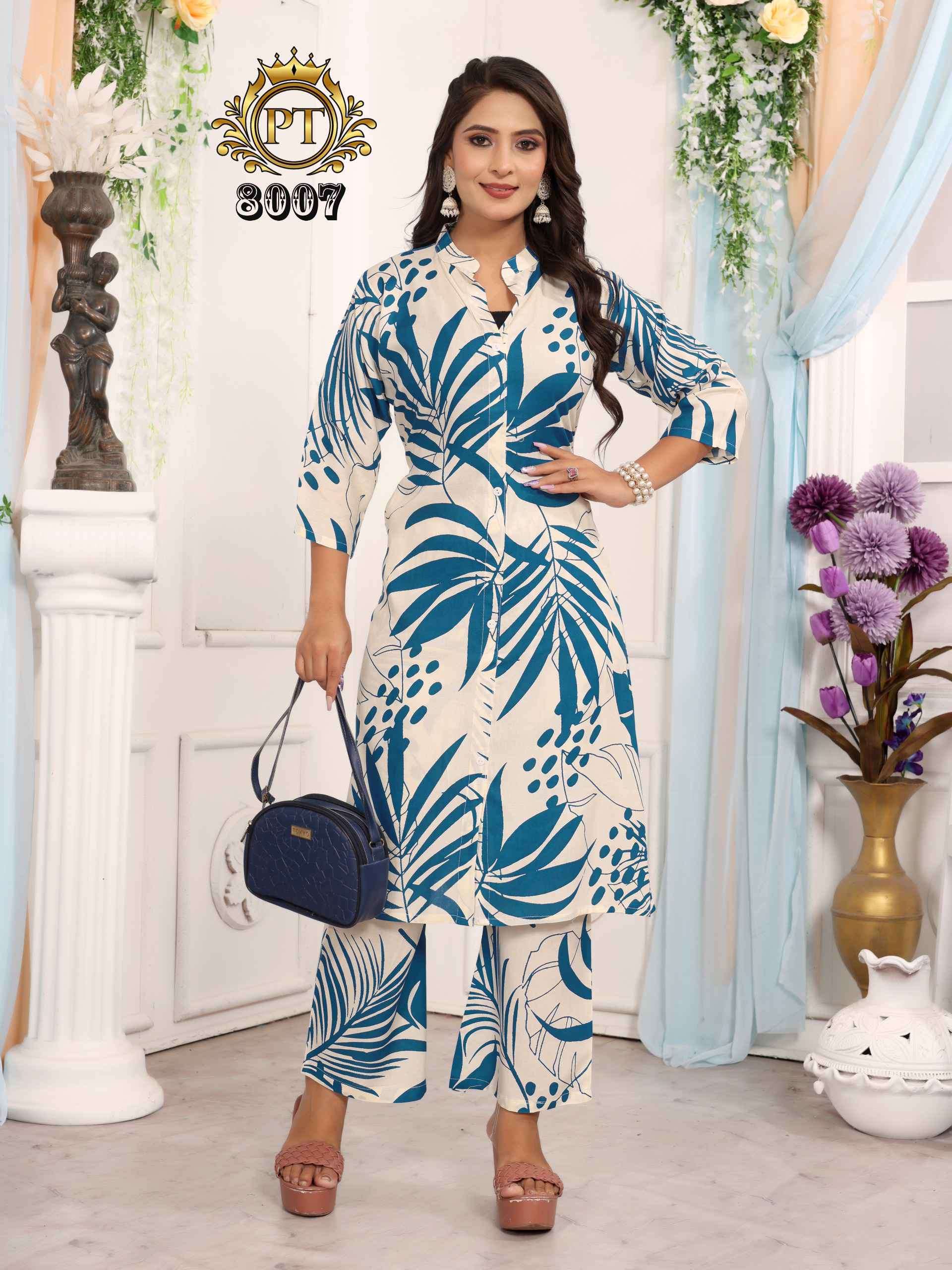 dulhari vol-7 by padmavti 3001-3008 series rayon print casual wear readymade cord set dealer surat