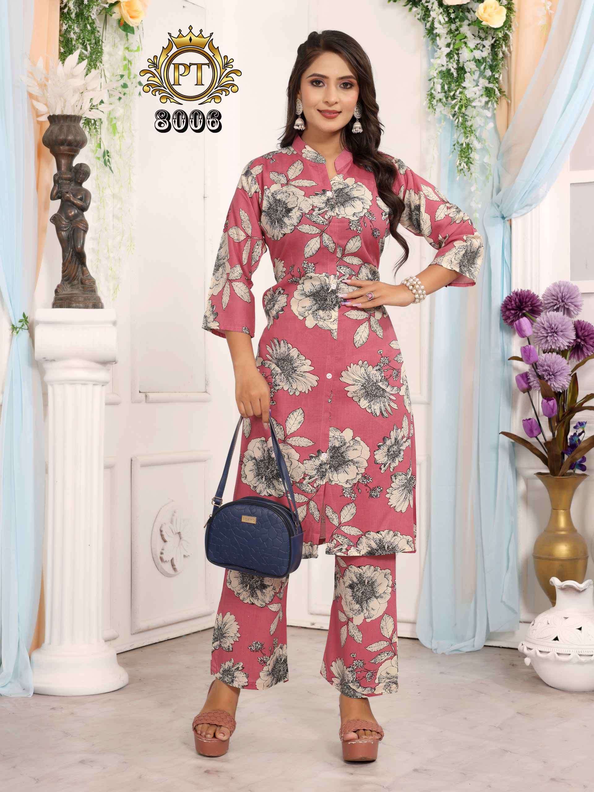 dulhari vol-7 by padmavti 3001-3008 series rayon print casual wear readymade cord set dealer surat
