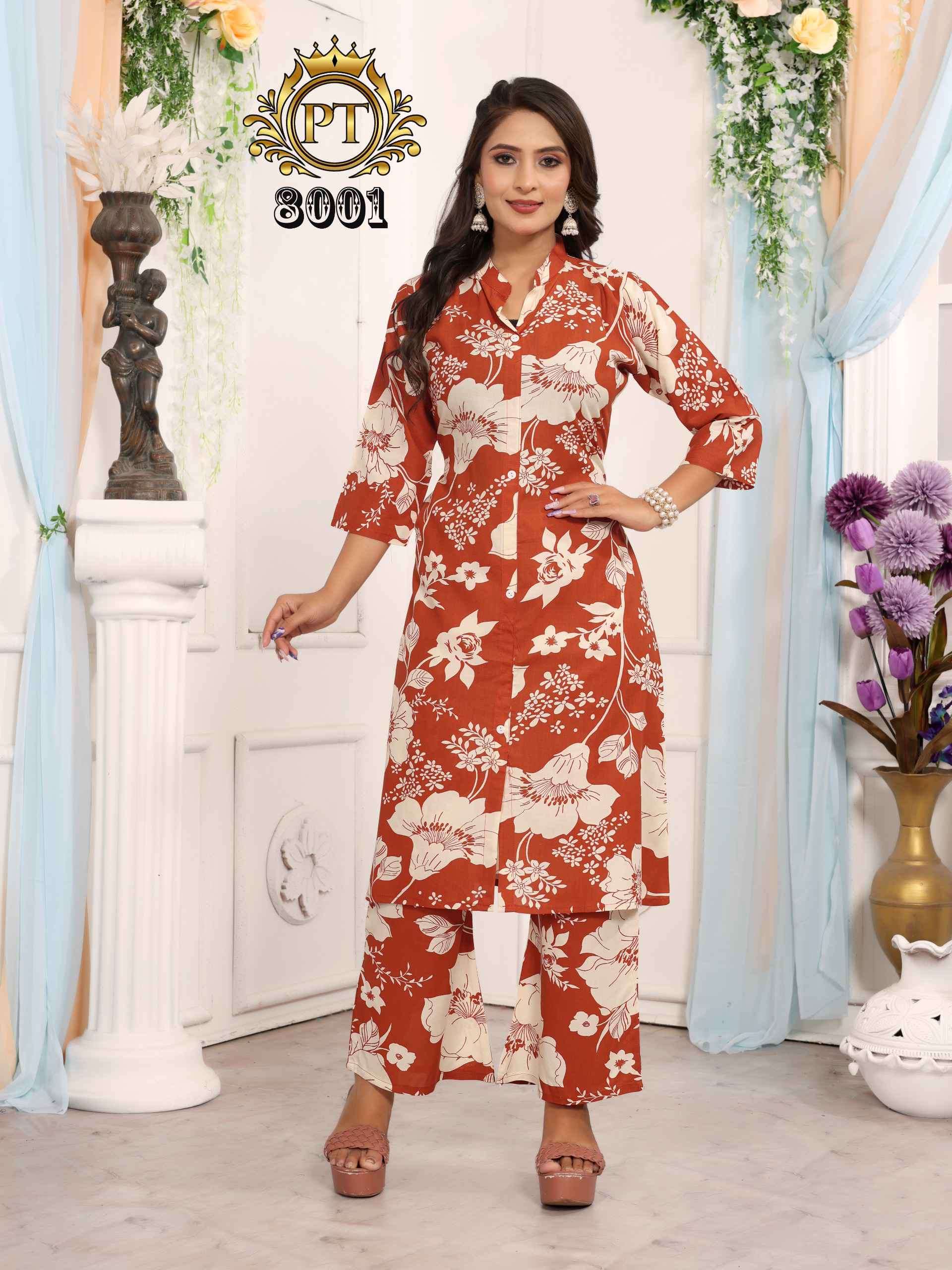 dulhari vol-7 by padmavti 3001-3008 series rayon print casual wear readymade cord set dealer surat
