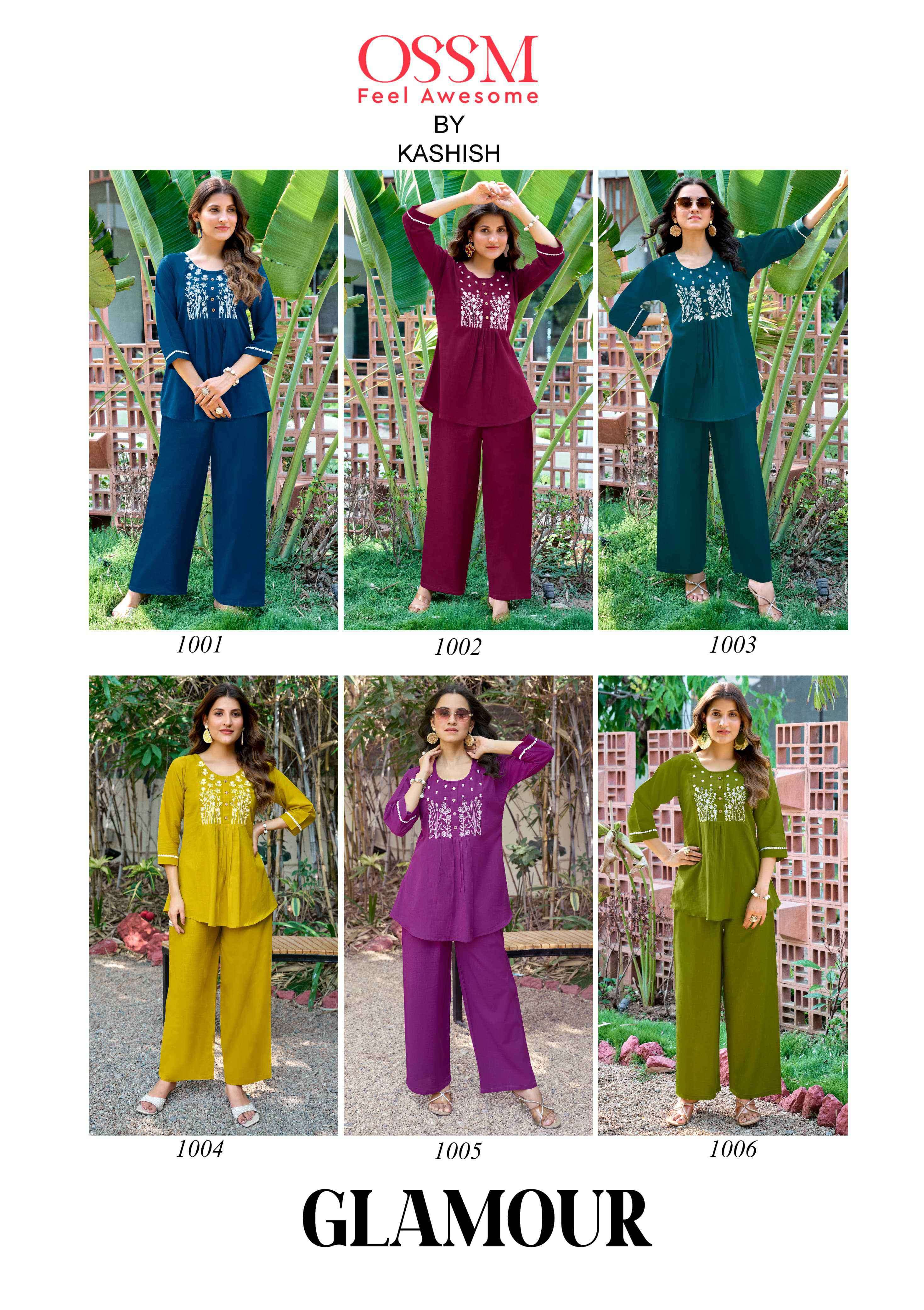 glamour by ossm 1001-1006 series exclusive designer summer casual wear cotton cord set buy online surat