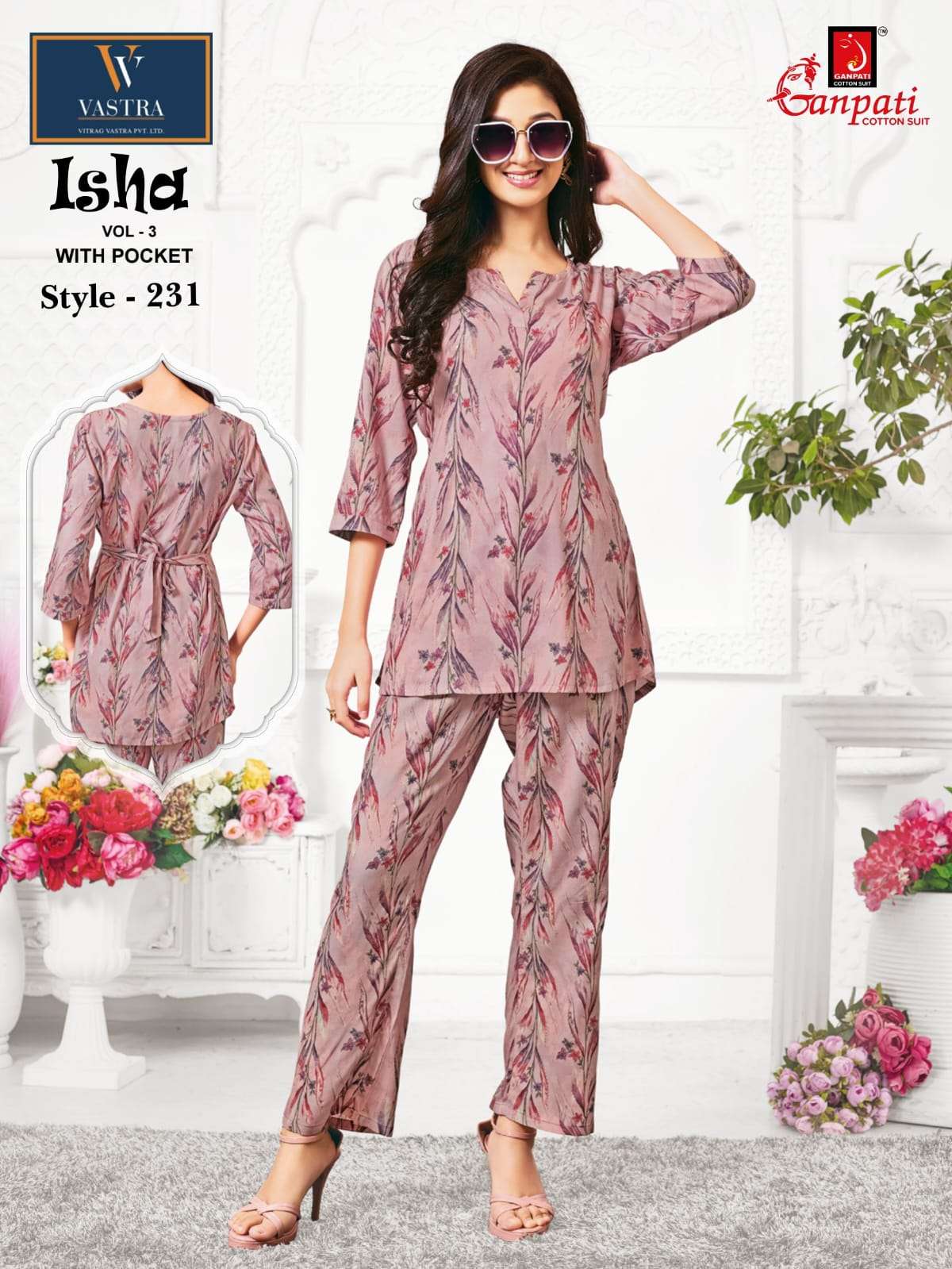 isha vol-3 by ganpati designer casual wear rayon readymade cord set online best price surat