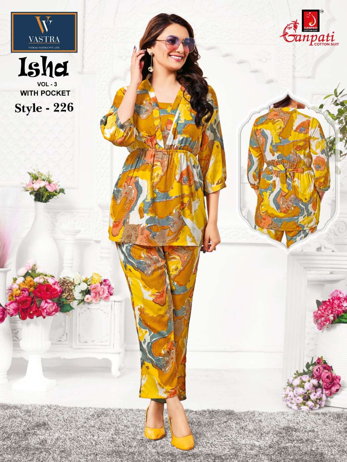 isha vol-3 by ganpati designer casual wear rayon readymade cord set online best price surat