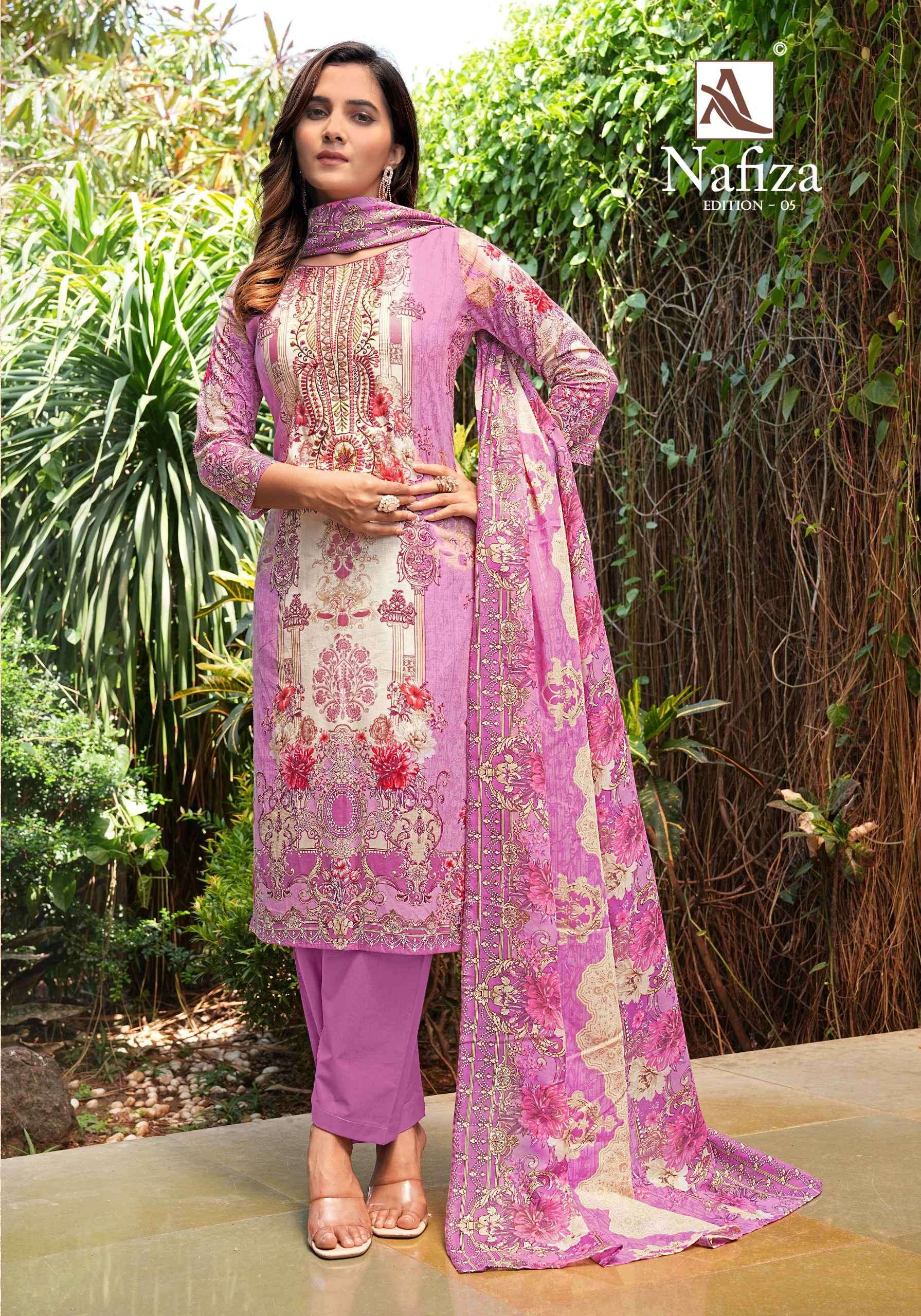 nafiza vol-5 by alok suits colors exclusive embroidered party wear salwar kameez online surat